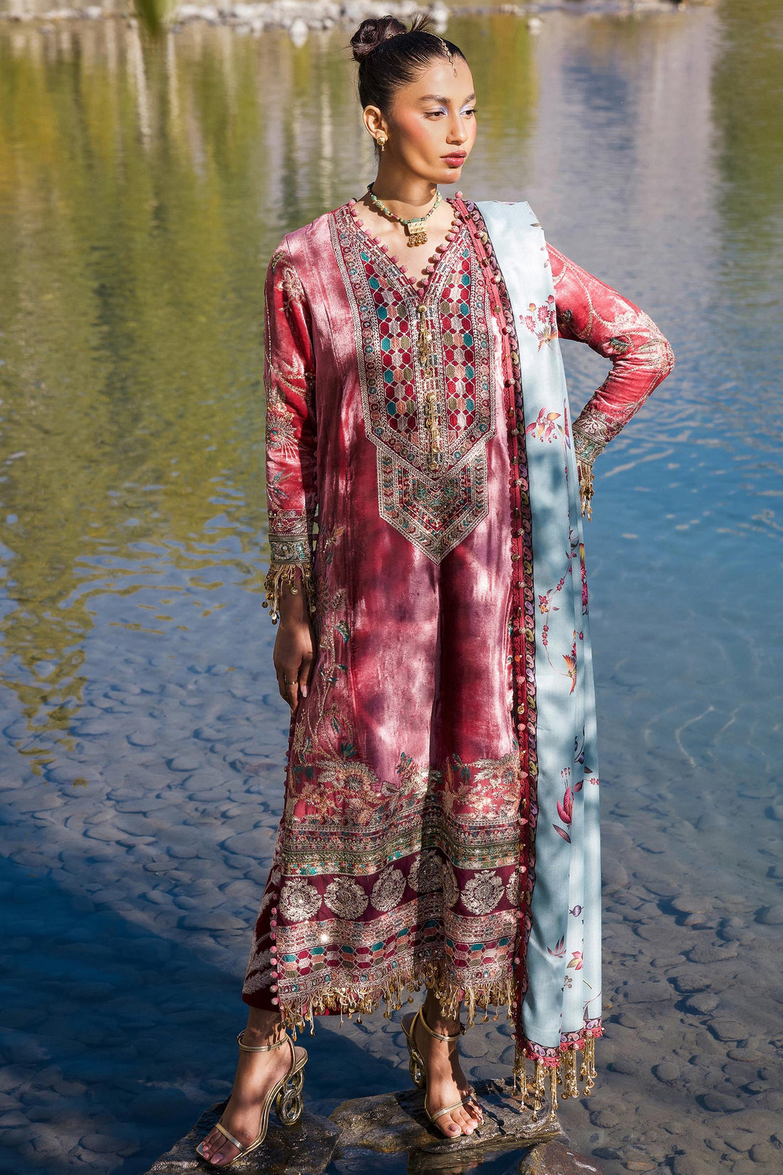 Sana Safinaz | Winter Shawl 24 | Velvet V241-005-3CP -  Sana Safinaz Ladies Clothes - Original Designer Dress - House of Maryam