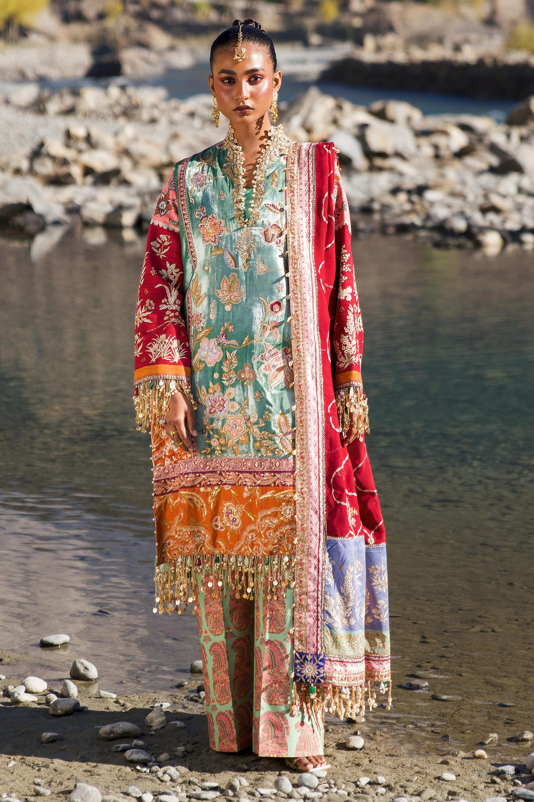 Sana Safinaz | Winter Shawl 24 | Velvet V241-006-3CP -  Sana Safinaz Ladies Clothes - Original Designer Dress - House of Maryam