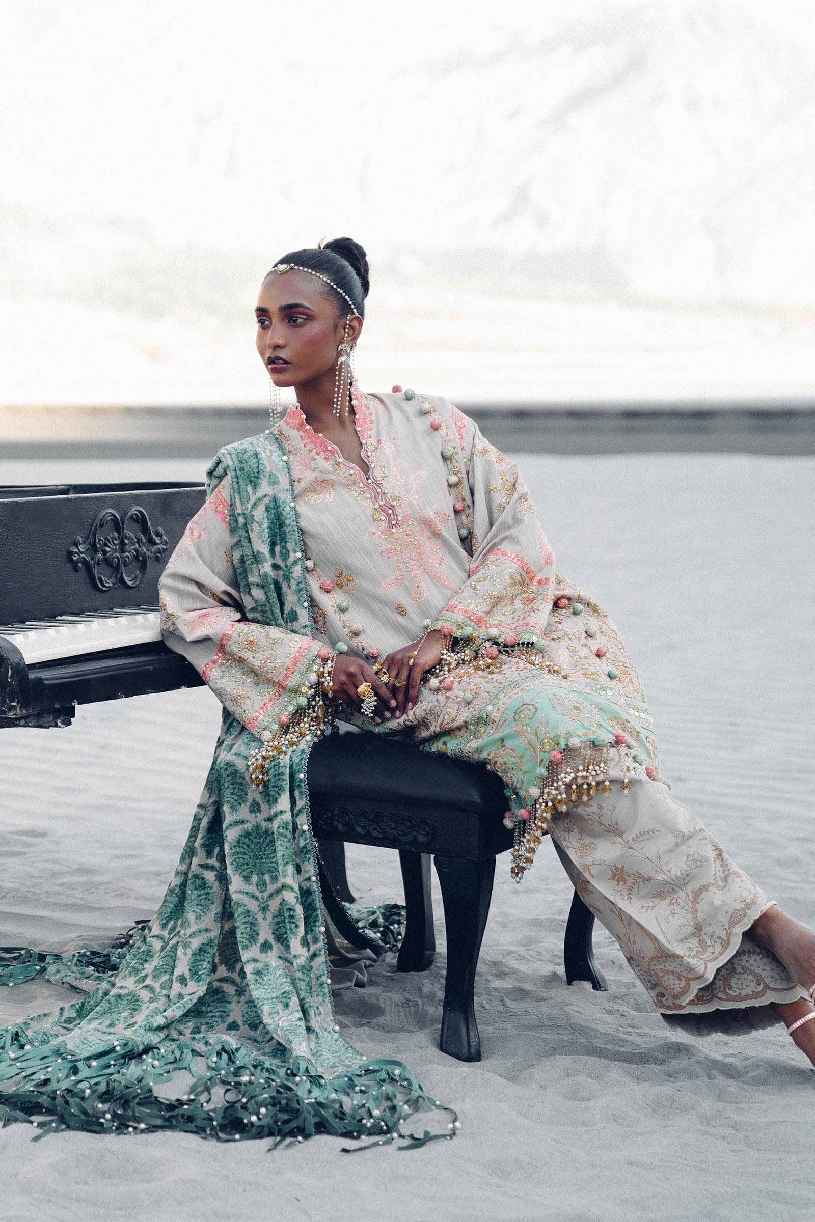 Sana Safinaz | Winter Shawl 24 | S241-001B-3CP -  Sana Safinaz Ladies Clothes - Original Designer Dress - House of Maryam