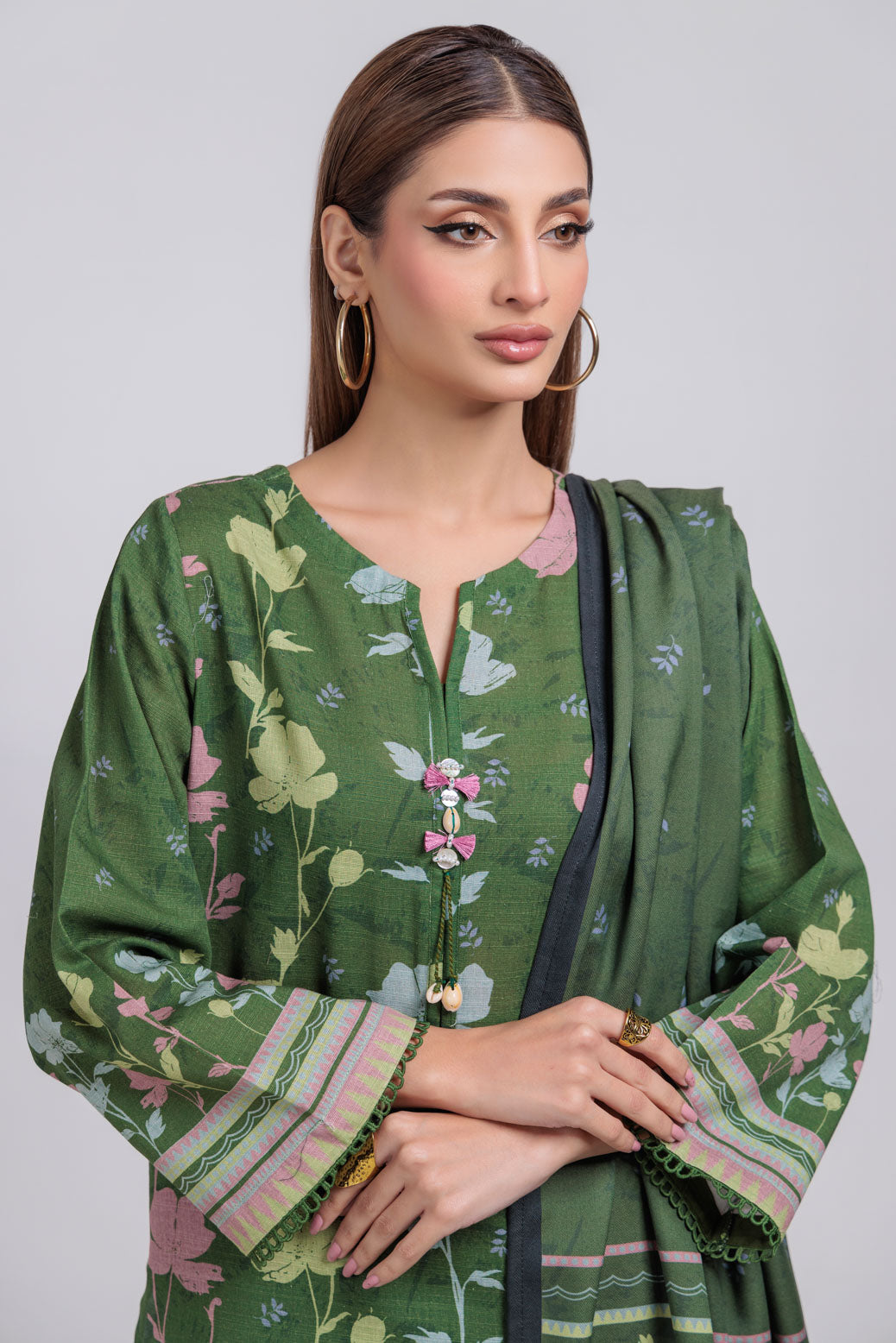 Bonanza Satrangi | Green Khaddar 3 Piece (WS1243P08) -  Bonanza Satrangi Ready To Wear - Original Designer Dress - House of Maryam