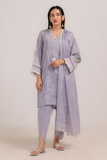 Bonanza Satrangi | Purple Cambric 3 Piece (WS6243P33) - Bonanza Satrangi Ready To Wear - Original Designer Dress - House of Maryam