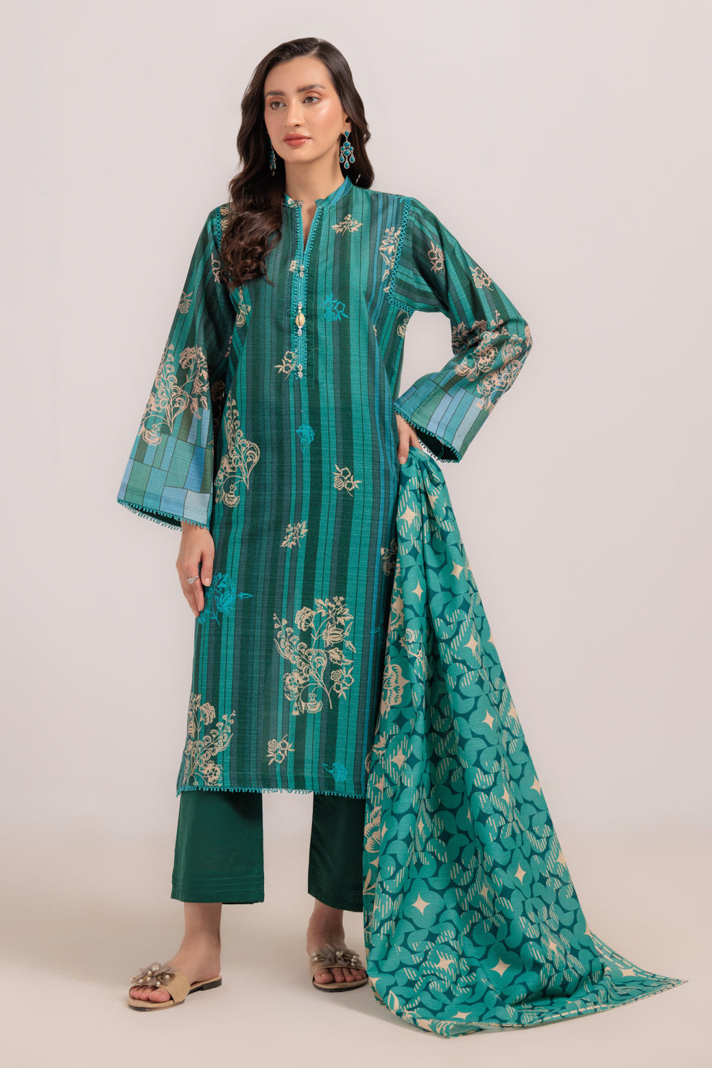 Bonanza Satrangi | Teal Khaddar 3 Piece (WS6243P55) -  Bonanza Satrangi Ready To Wear - Original Designer Dress - House of Maryam