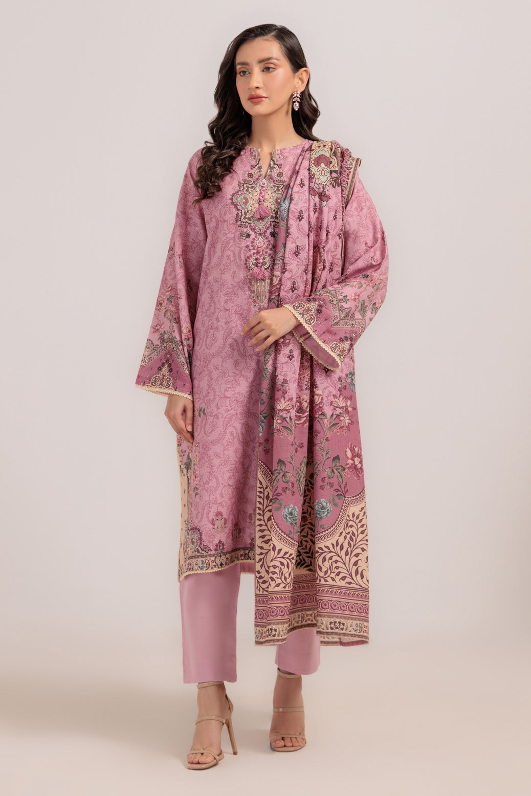 Bonanza Satrangi | Pink Khaddar 3 Piece (WS6243P99) -  Bonanza Satrangi Ready To Wear - Original Designer Dress - House of Maryam