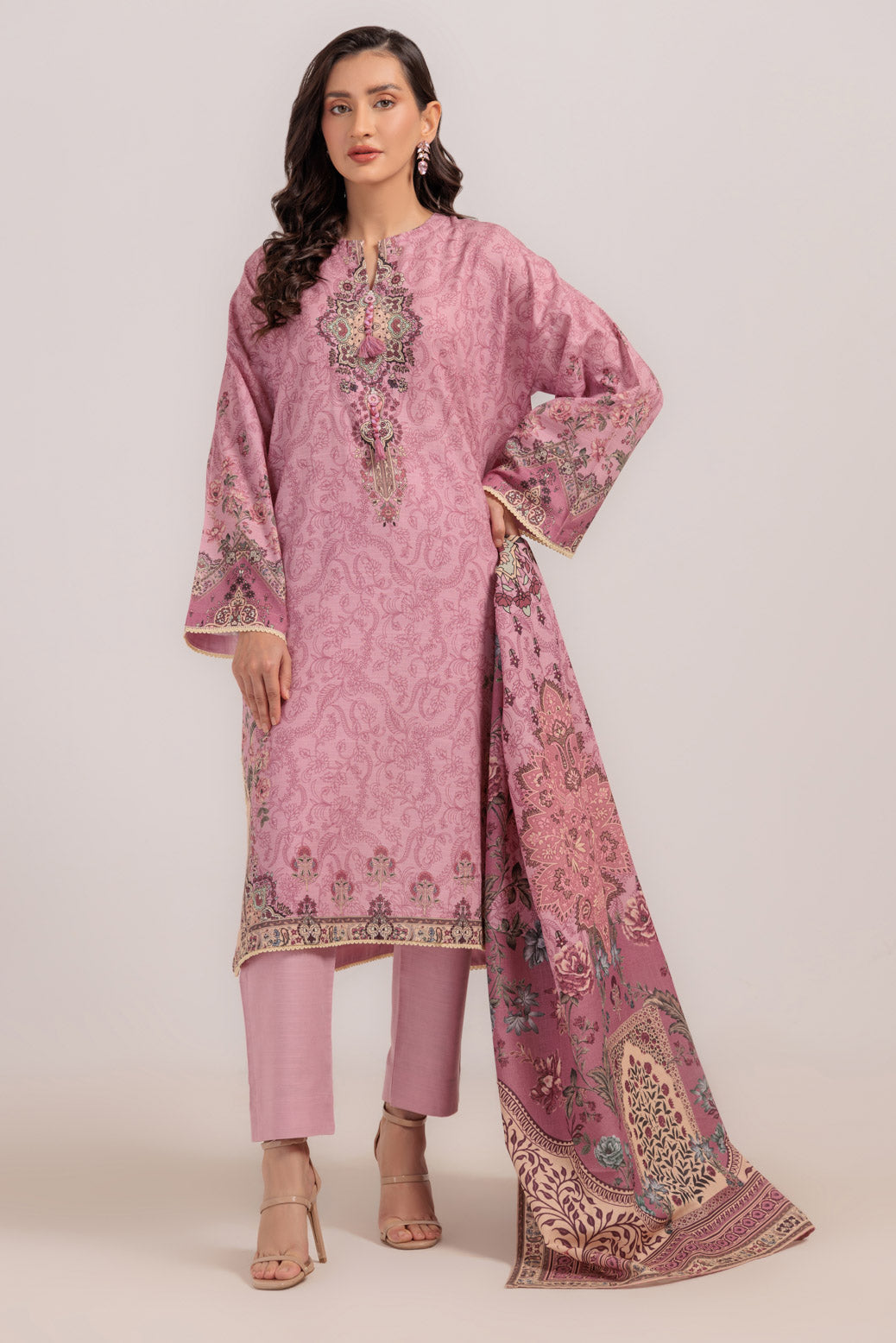 Bonanza Satrangi | Pink Khaddar 3 Piece (WS6243P99) -  Bonanza Satrangi Ready To Wear - Original Designer Dress - House of Maryam