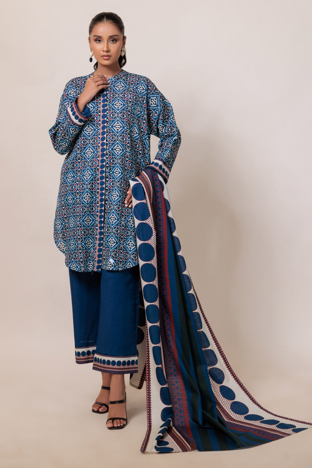 Bonanza Satrangi | Blue Khaddar 3 Piece (WS7243P15) -  Bonanza Satrangi Ready To Wear - Original Designer Dress - House of Maryam