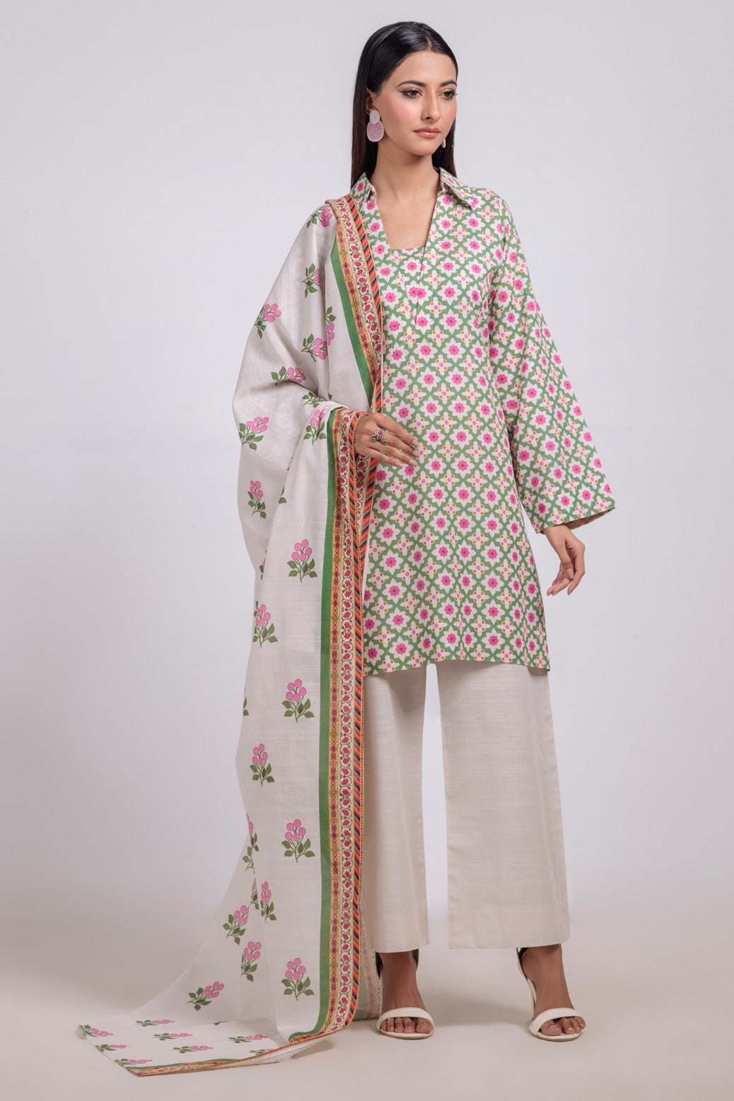 Bonanza Satrangi | Beige Khaddar 3 Piece (WS7243P29) -  Bonanza Satrangi Ready To Wear - Original Designer Dress - House of Maryam