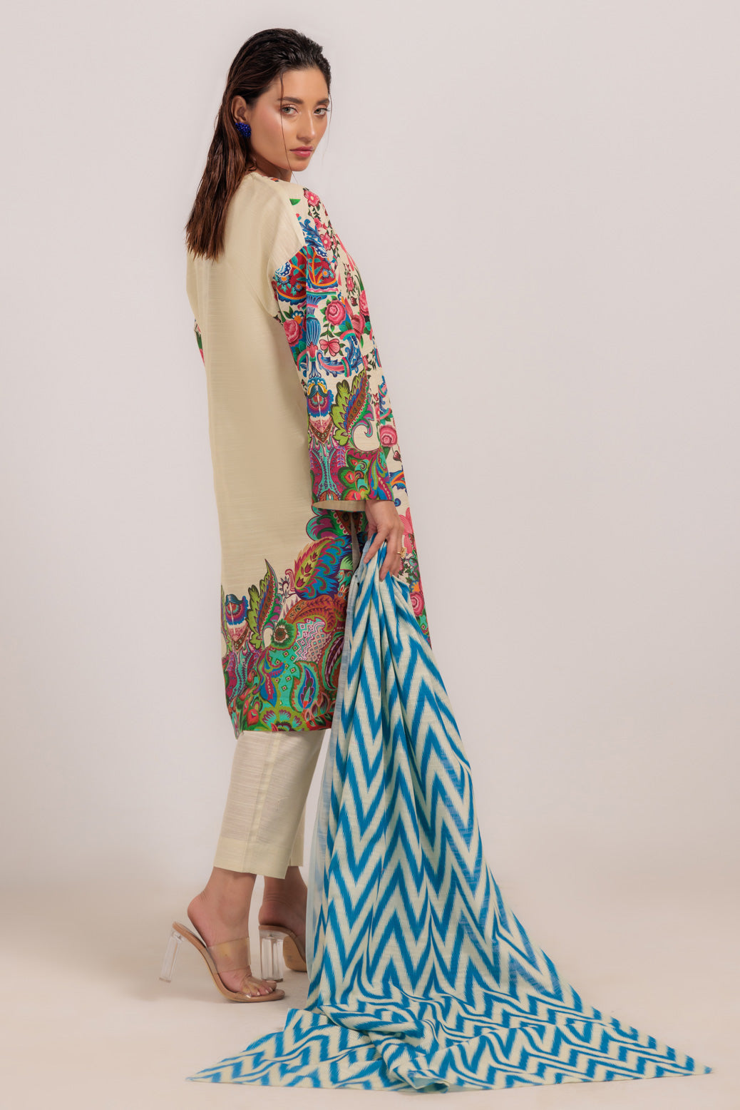 Bonanza Satrangi | Beige Khaddar 3 Piece (WS7243P36) -  Bonanza Satrangi Ready To Wear - Original Designer Dress - House of Maryam