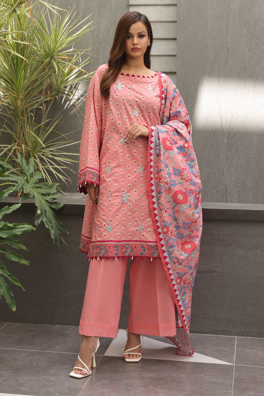 Zellbury | Unstitched 2 Piece Cambric | Embroidered Shirt Dupatta - 0025 -  Zellbury Women Essential Unstitched - Original Designer Dress - House of Maryam