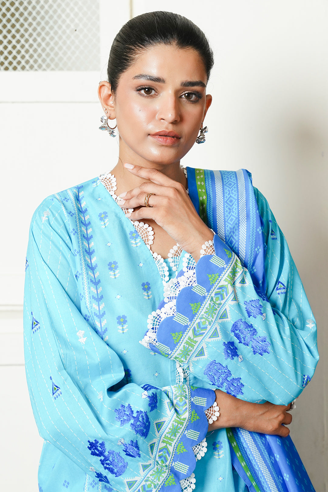 Zellbury | Unstitched 2 Piece Cambric | Embroidered Shirt Dupatta - 0028 -  Zellbury Women Essential Unstitched - Original Designer Dress - House of Maryam