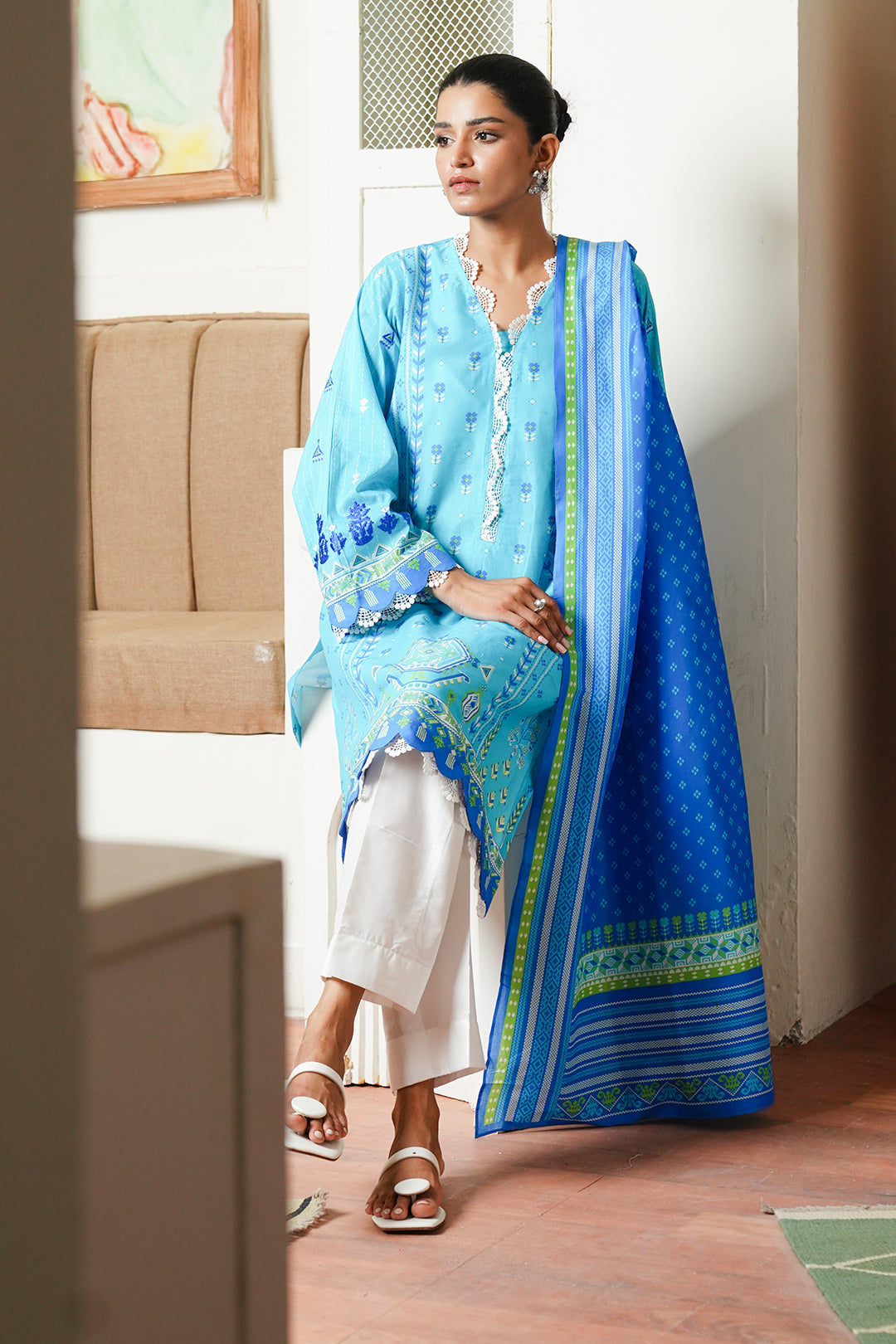 Zellbury | Unstitched 2 Piece Cambric | Embroidered Shirt Dupatta - 0028 -  Zellbury Women Essential Unstitched - Original Designer Dress - House of Maryam