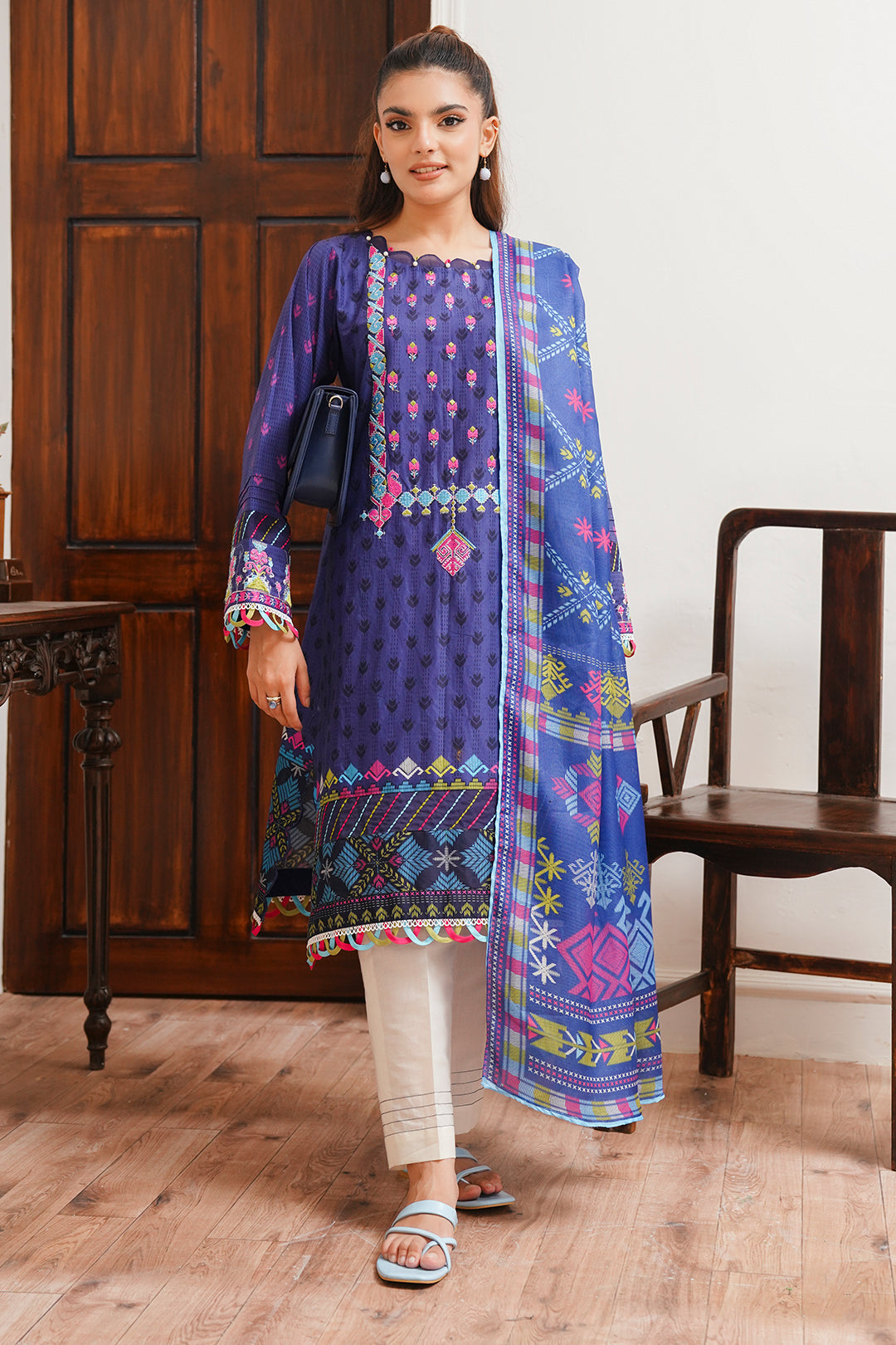 Zellbury | Unstitched 2 Piece Cambric | Embroidered Shirt Dupatta - 0108 -  Zellbury Women Essential Unstitched - Original Designer Dress - House of Maryam