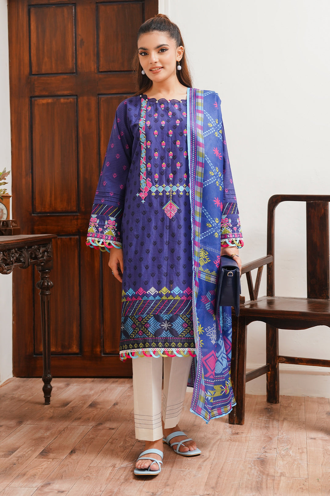 Zellbury | Unstitched 2 Piece Cambric | Embroidered Shirt Dupatta - 0108 -  Zellbury Women Essential Unstitched - Original Designer Dress - House of Maryam