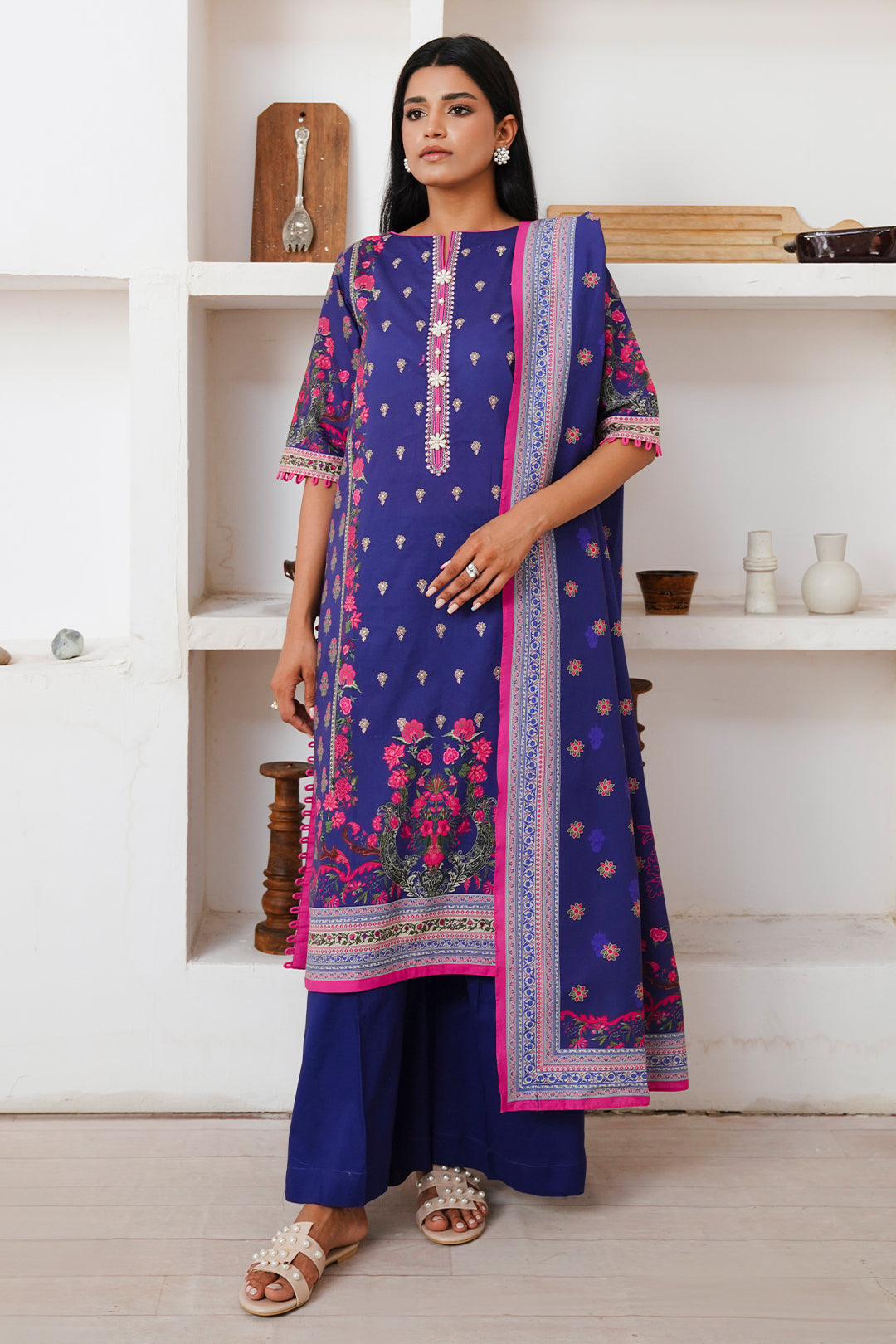 Zellbury | Unstitched 2 Piece Cambric | Embroidered Shirt Dupatta - 0110 -  Zellbury Women Essential Unstitched - Original Designer Dress - House of Maryam