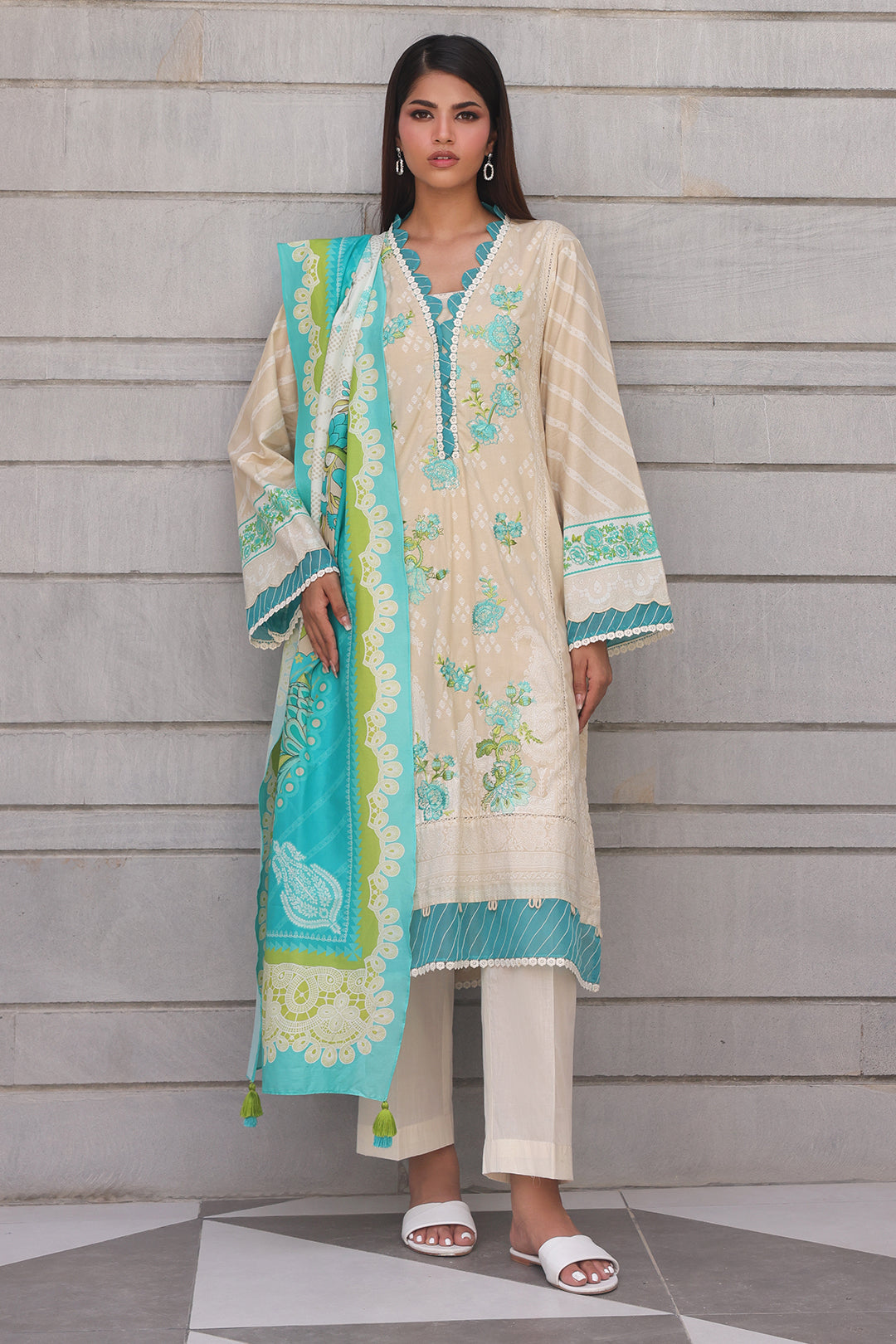 Zellbury | Unstitched 2 Piece Cambric | Embroidered Shirt Dupatta - 0112 -  Zellbury Women Essential Unstitched - Original Designer Dress - House of Maryam