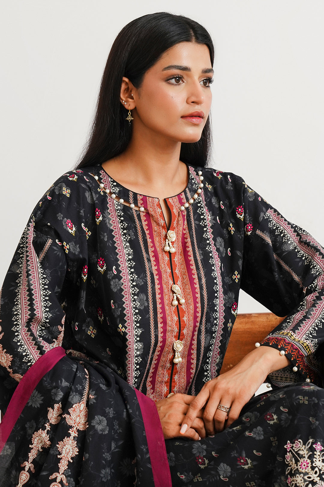 Zellbury | Unstitched 3 Piece Cambric | Embroidered Shirt Shalwar Dupatta - 0063 -  Zellbury Women Essential Unstitched - Original Designer Dress - House of Maryam