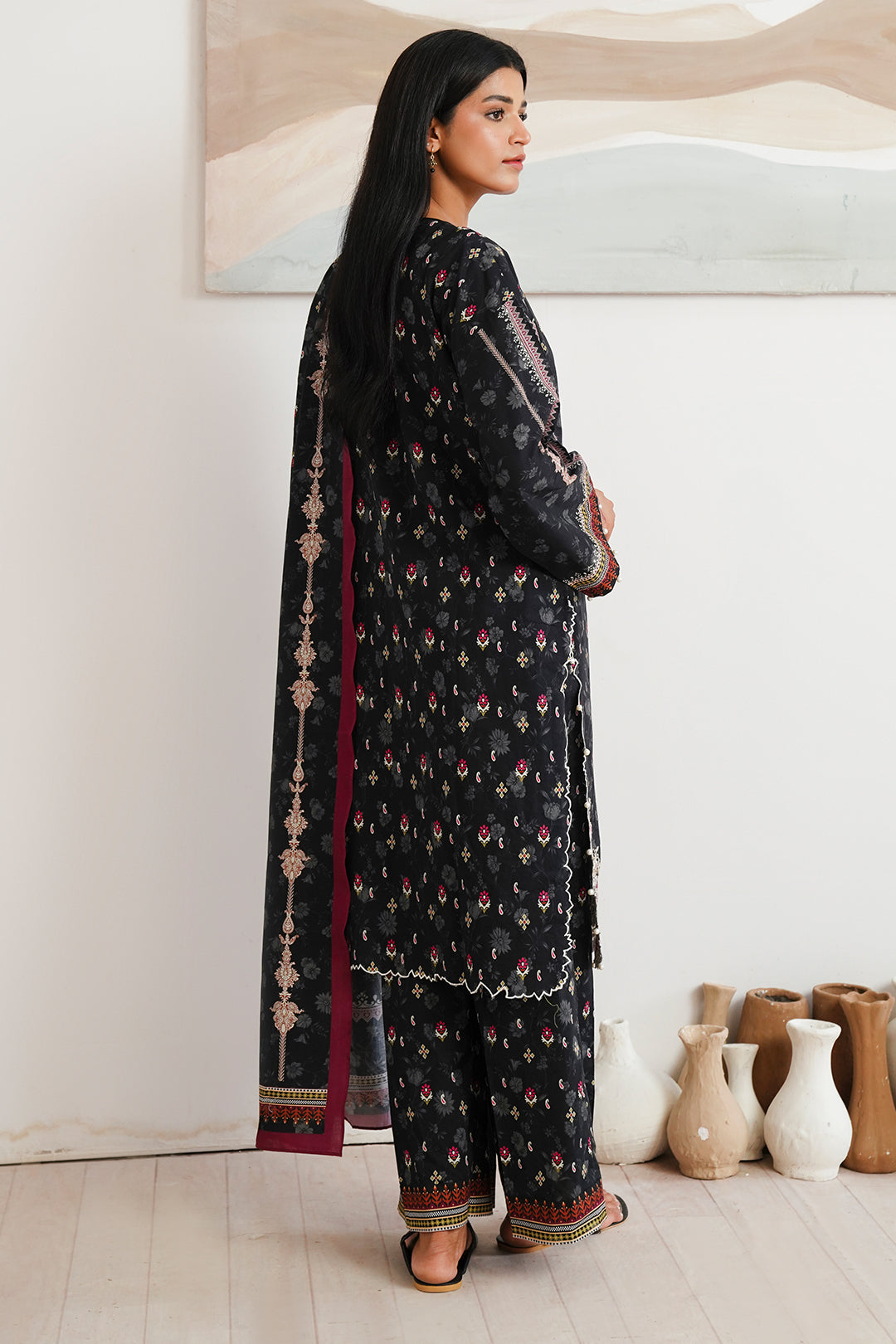 Zellbury | Unstitched 3 Piece Cambric | Embroidered Shirt Shalwar Dupatta - 0063 -  Zellbury Women Essential Unstitched - Original Designer Dress - House of Maryam