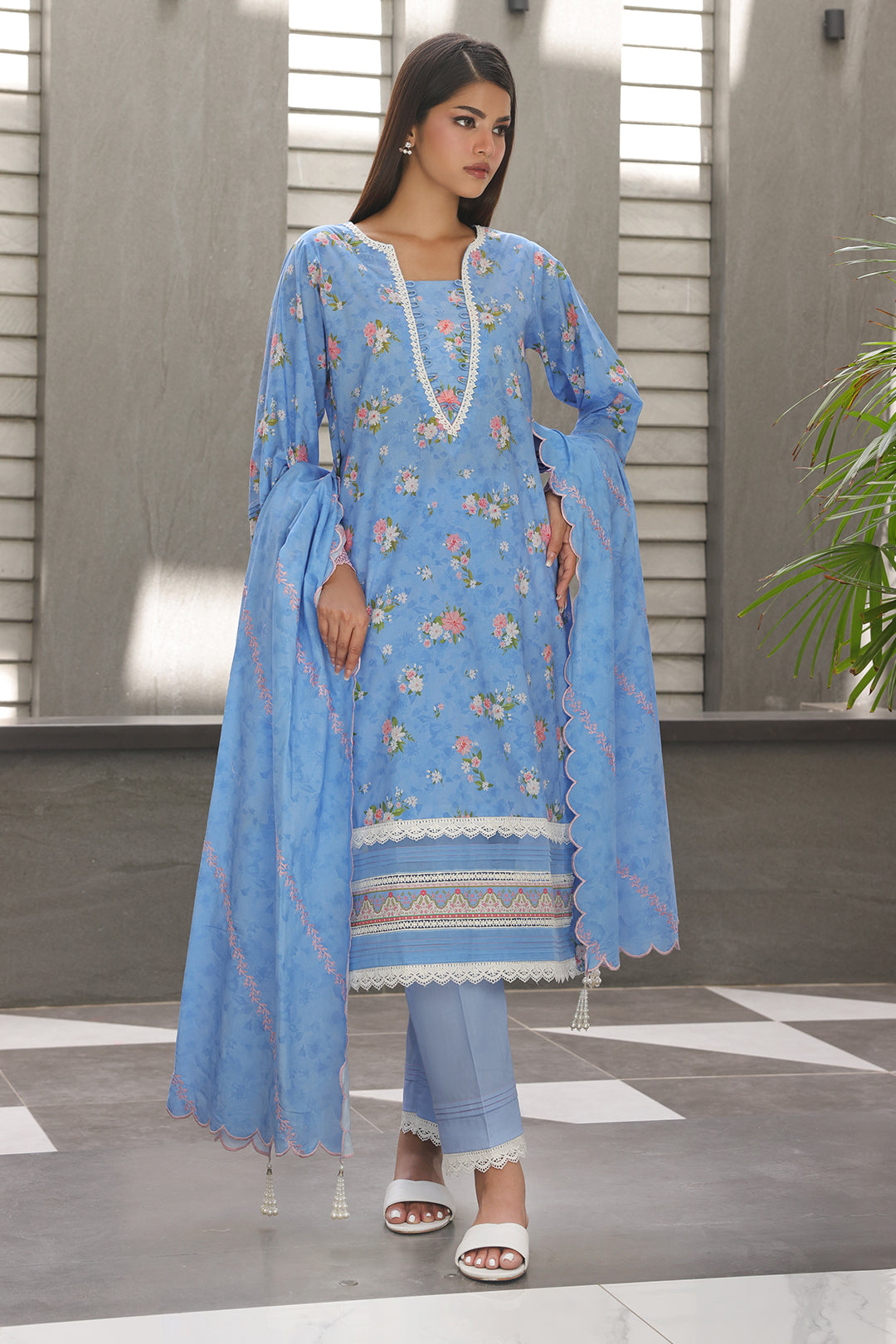 Zellbury | Unstitched 3 Piece Cambric | Embroidered Shirt Shalwar Dupatta - 0068 -  Zellbury Women Essential Unstitched - Original Designer Dress - House of Maryam