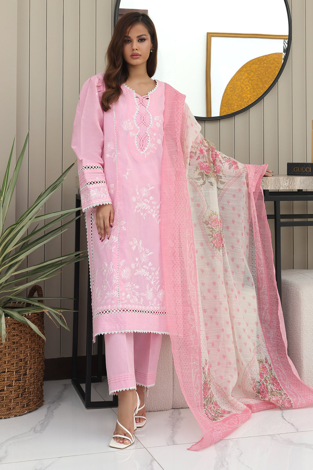Zellbury | Unstitched 3 Piece Chambray | Embroidered Shirt Shalwar Dupatta - 0146 -  Zellbury Women Essential Unstitched - Original Designer Dress - House of Maryam