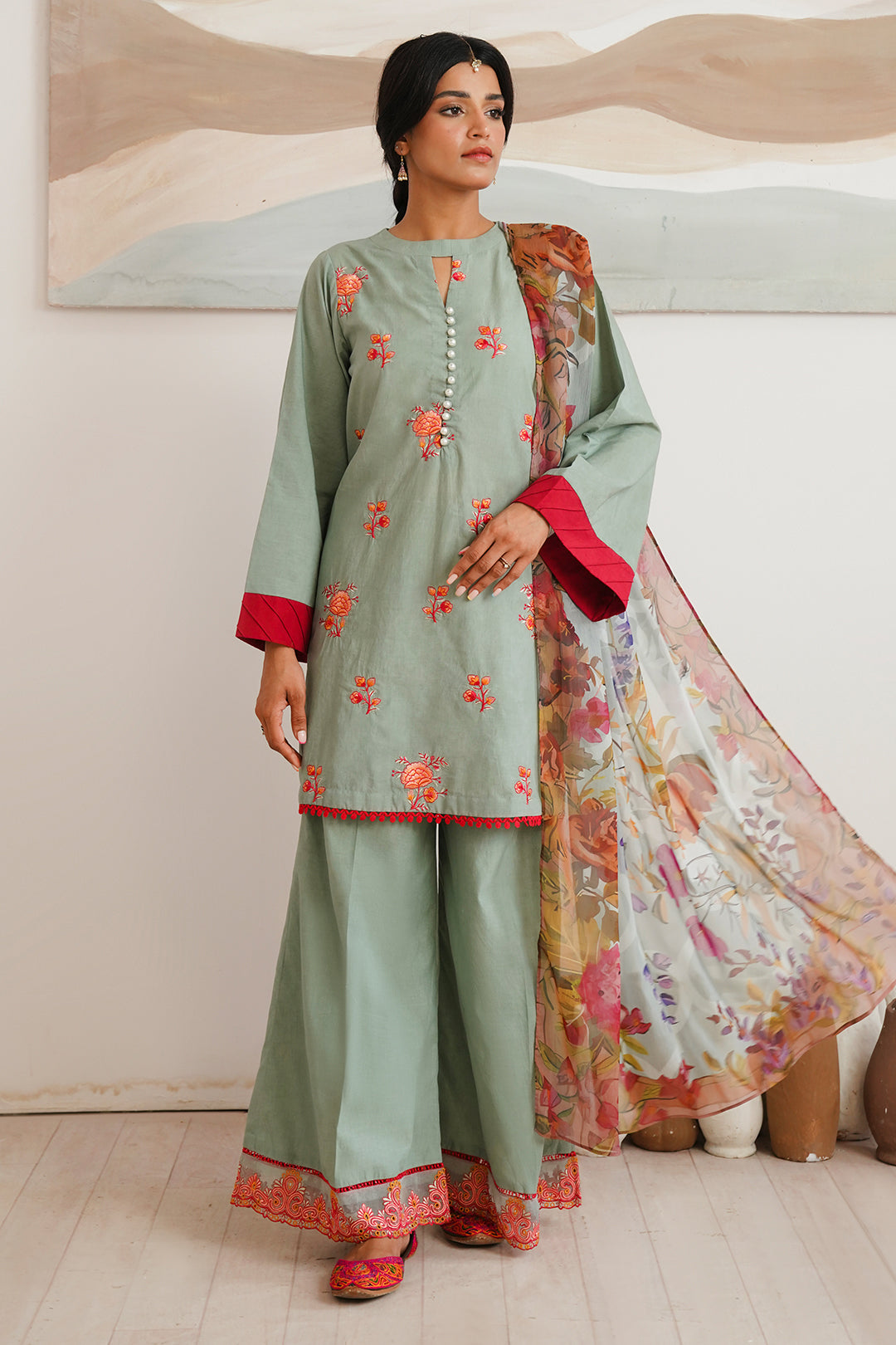 Zellbury | Unstitched 3 Piece Cambric | Embroidered Shirt Shalwar Dupatta - 0149 -  Zellbury Women Signature Unstitched - Original Designer Dress - House of Maryam