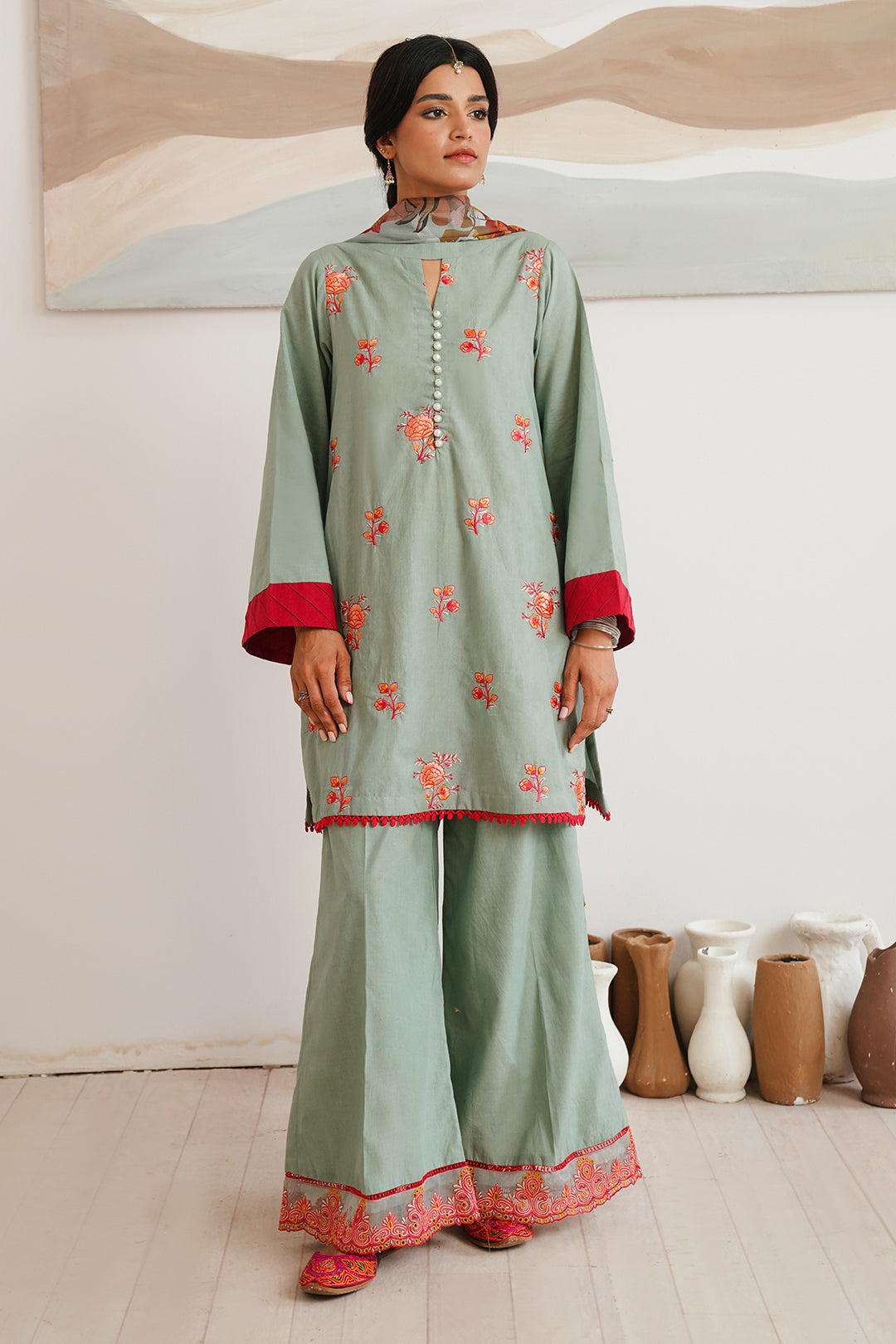 Zellbury | Unstitched 3 Piece Cambric | Embroidered Shirt Shalwar Dupatta - 0149 -  Zellbury Women Signature Unstitched - Original Designer Dress - House of Maryam