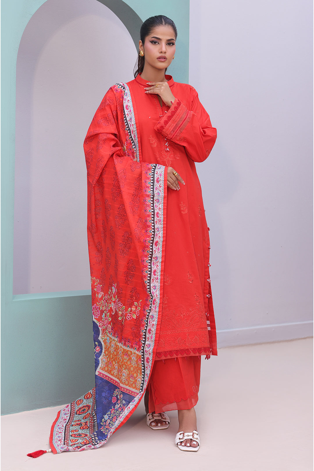 Zellbury | Unstitched 3 Piece Cambric | Embroidered Shirt Shalwar Dupatta - 0152 -  Zellbury Women Signature Unstitched - Original Designer Dress - House of Maryam