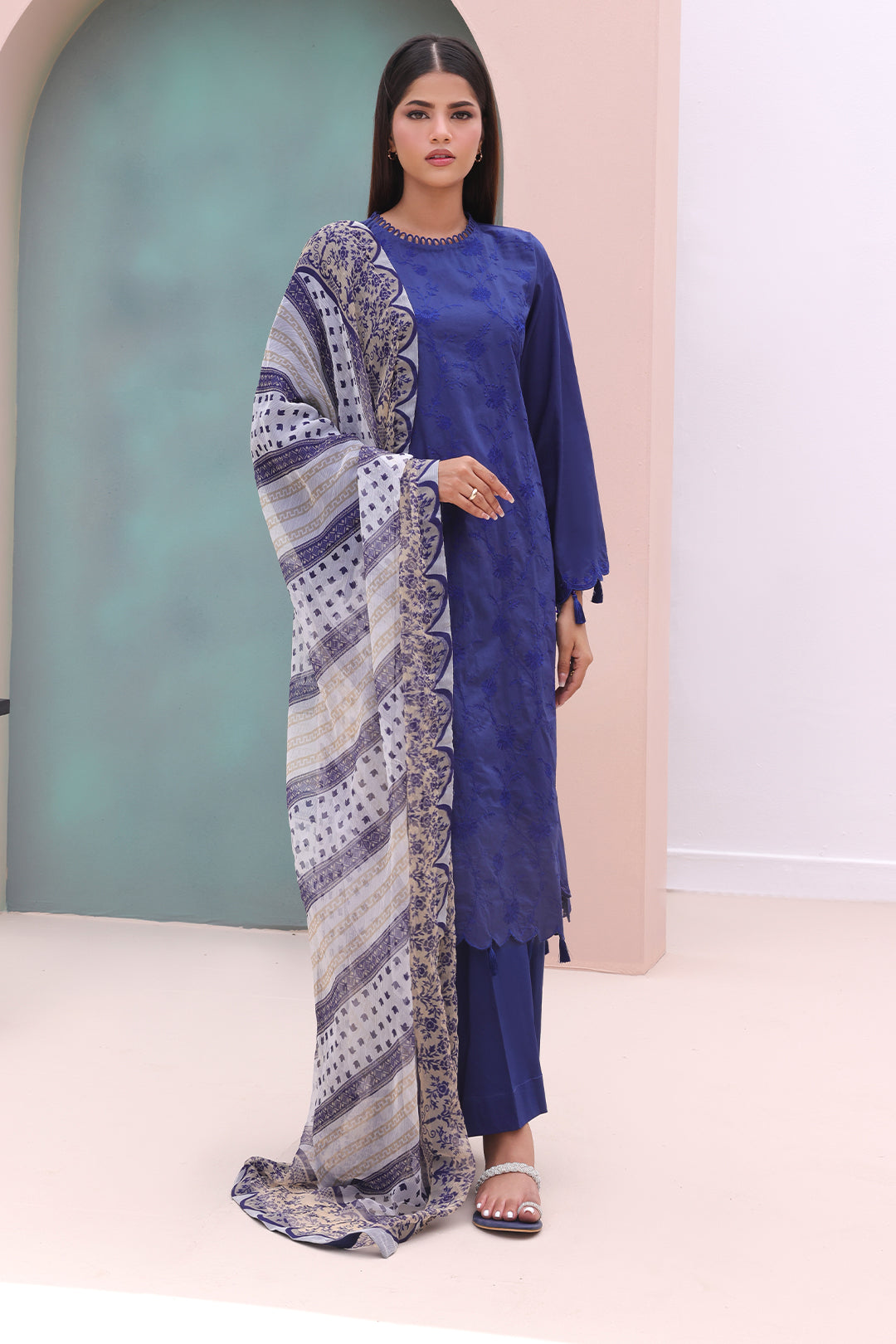 Zellbury | Unstitched 3 Piece Cambric | Embroidered Shirt Dupatta - 0604 -  Zellbury Women Essential Unstitched - Original Designer Dress - House of Maryam