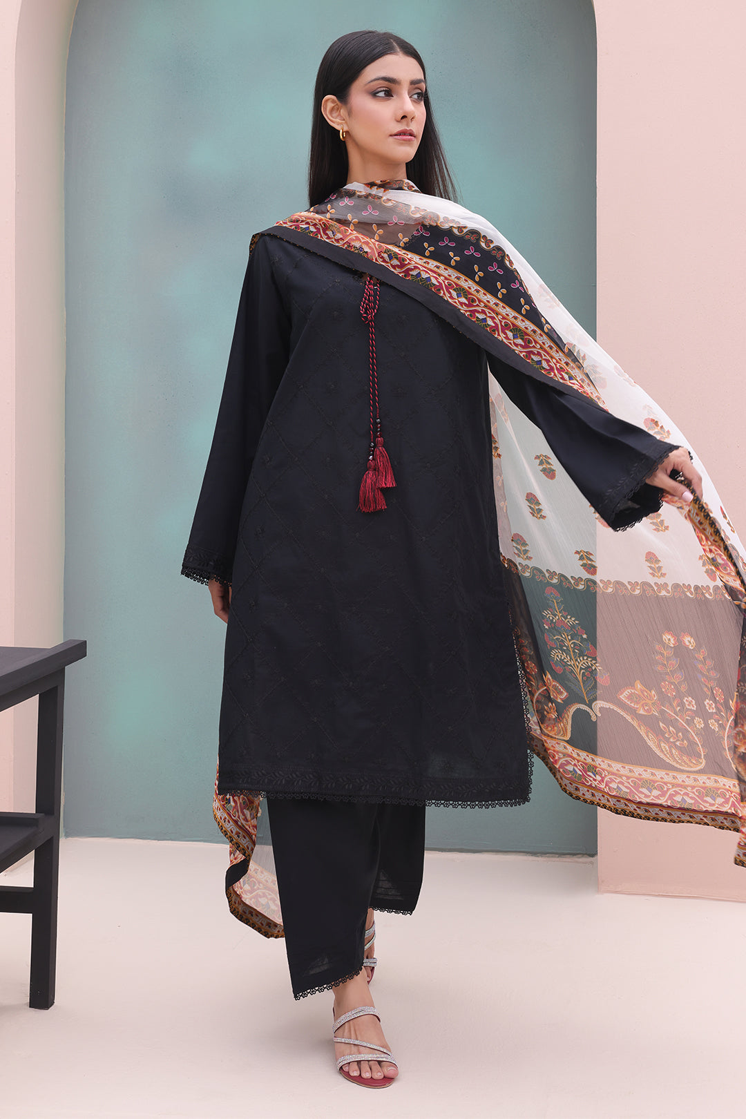 Zellbury | Unstitched 3 Piece Cambric | Embroidered Shirt Shalwar Dupatta - 0605 -  Zellbury Women Essential Unstitched - Original Designer Dress - House of Maryam