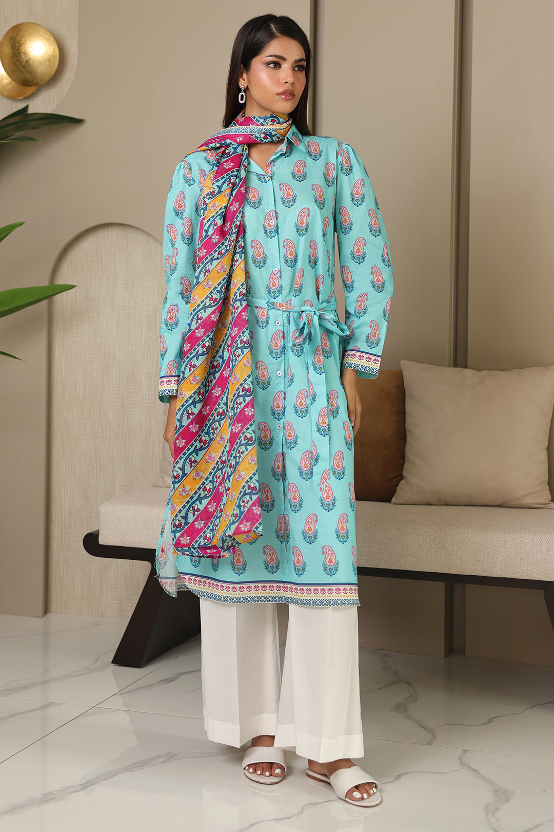 Zellbury | Unstitched 2 Piece Cambric | Shirt Dupatta - 0001 -  Zellbury Women Essential Unstitched - Original Designer Dress - House of Maryam