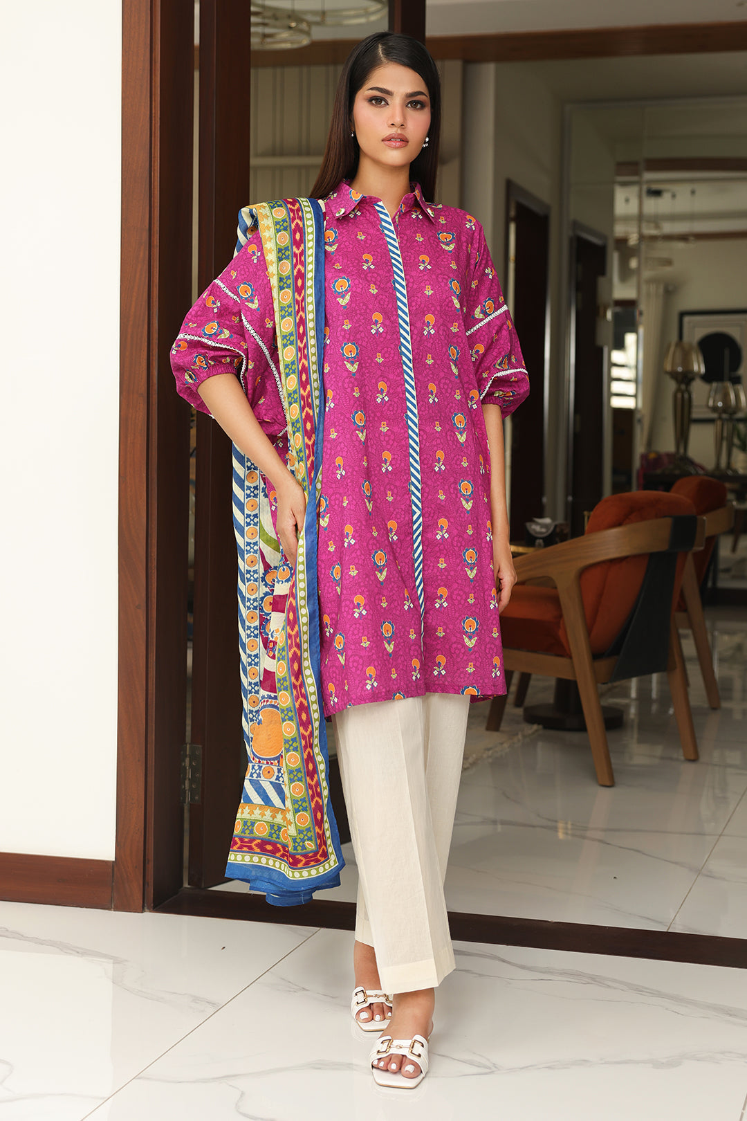 Zellbury | Unstitched 2 Piece Cambric | Shirt Dupatta - 0002 -  Zellbury Women Essential Unstitched - Original Designer Dress - House of Maryam