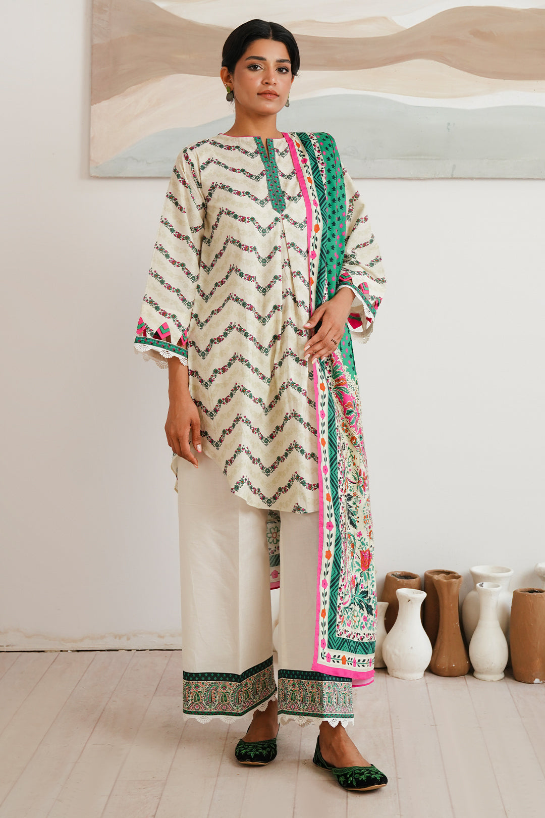 Zellbury | Unstitched 2 Piece Cambric | Shirt Dupatta - 0009 -  Zellbury Women Essential Unstitched - Original Designer Dress - House of Maryam