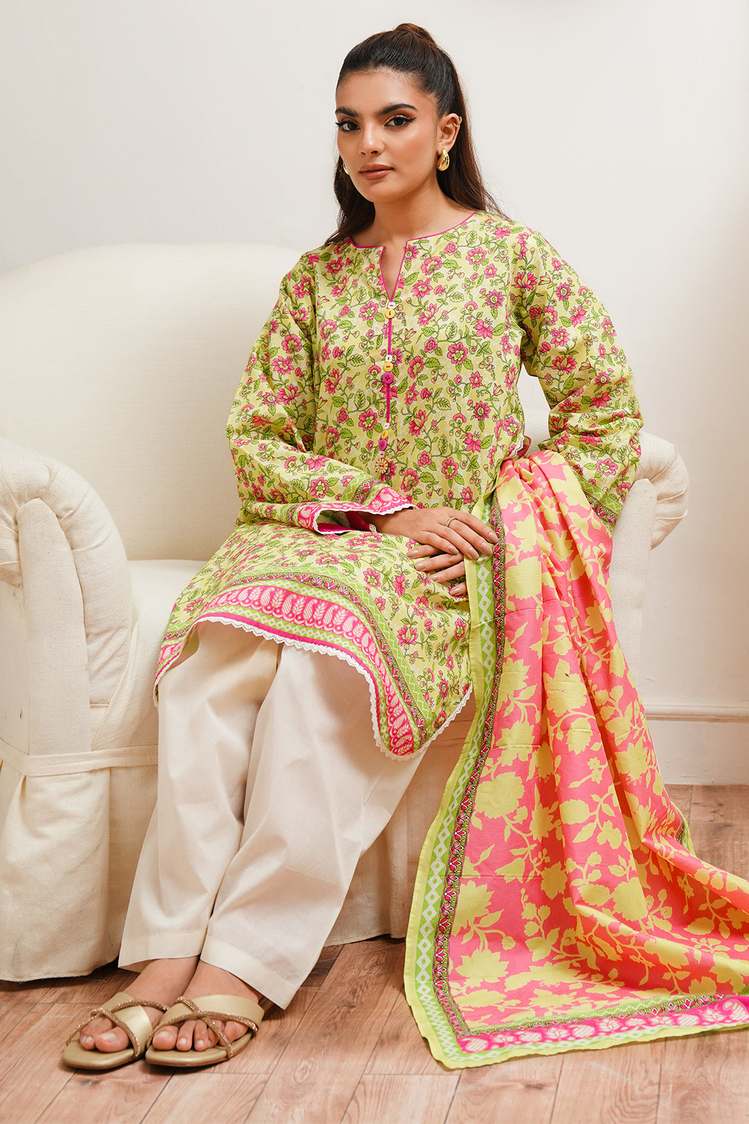 Zellbury | Unstitched 2 Piece Cambric | Shirt Dupatta - 0095 -  Zellbury Women Essential Unstitched - Original Designer Dress - House of Maryam