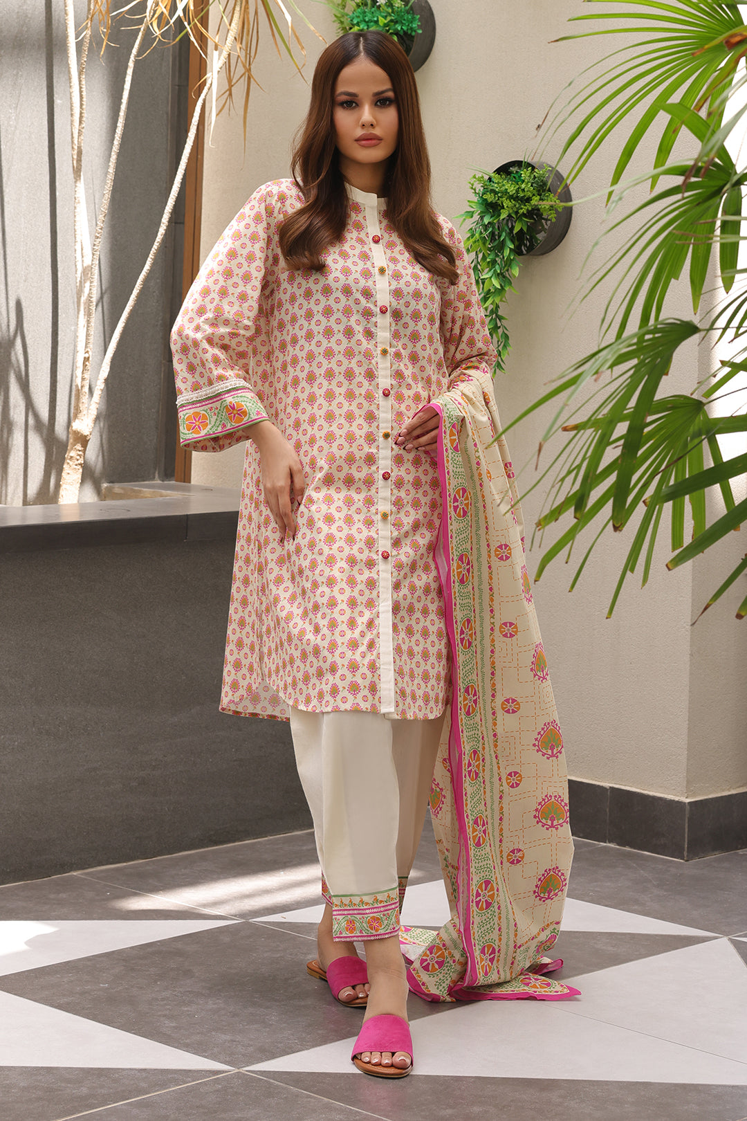 Zellbury | Unstitched 2 Piece Cambric | Shirt Dupatta - 0096 -  Zellbury Women Essential Unstitched - Original Designer Dress - House of Maryam