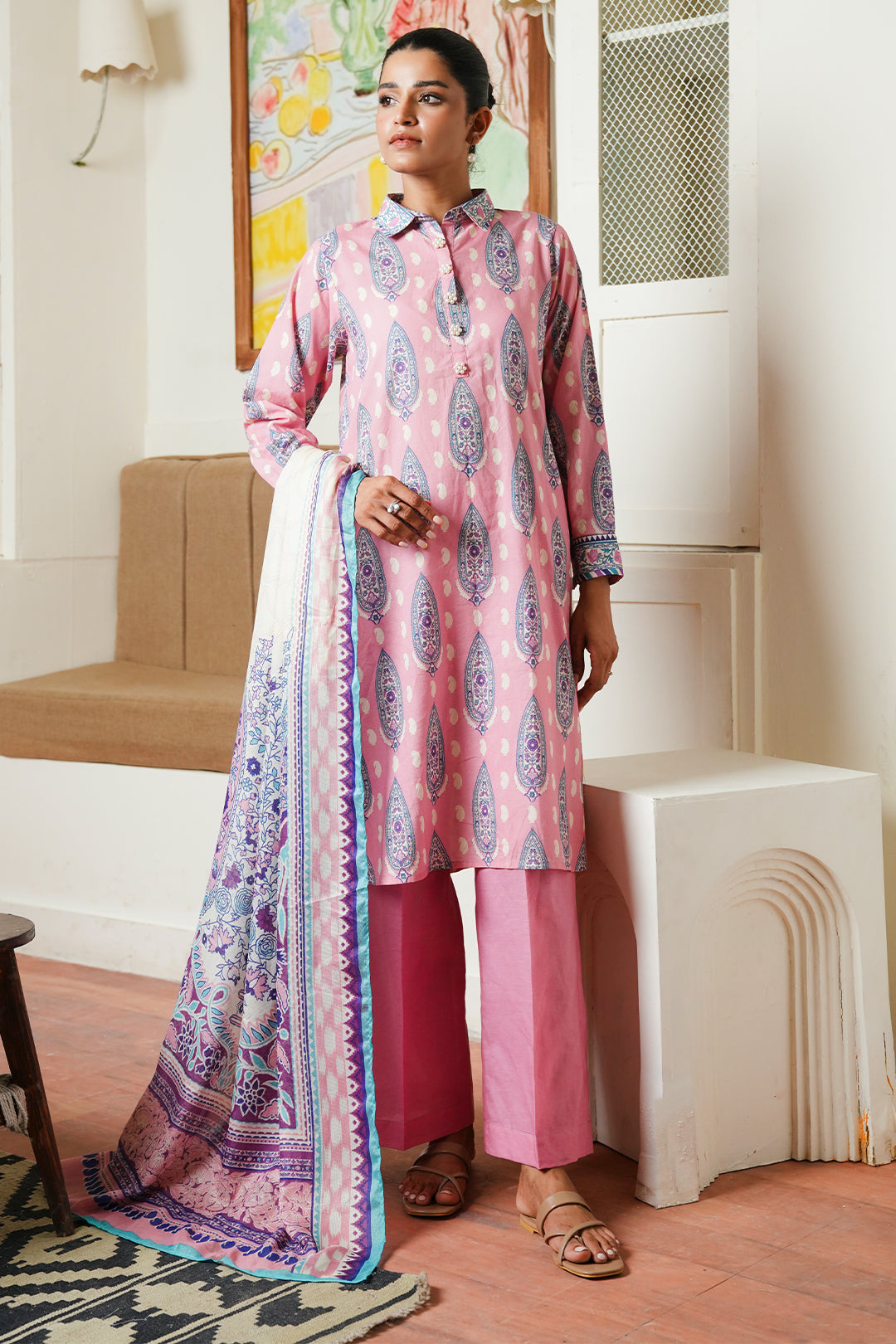 Zellbury | Unstitched 3 Piece Cambric | Shirt Shalwar Dupatta - 0035 -  Zellbury Women Essential Unstitched - Original Designer Dress - House of Maryam