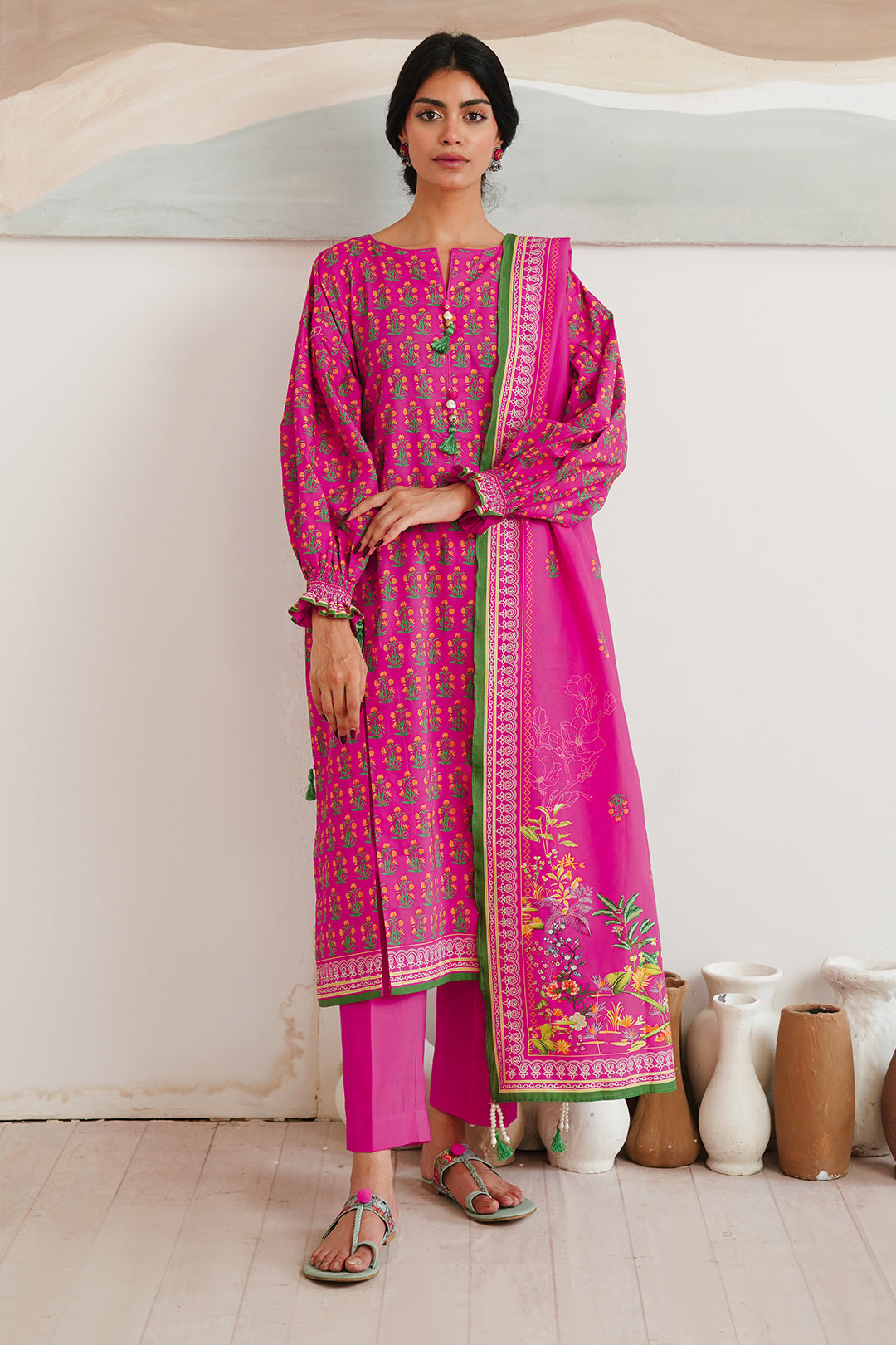 Zellbury | Unstitched 3 Piece Cambric | Shirt Shalwar Dupatta - 0037 -  Zellbury Women Essential Unstitched - Original Designer Dress - House of Maryam