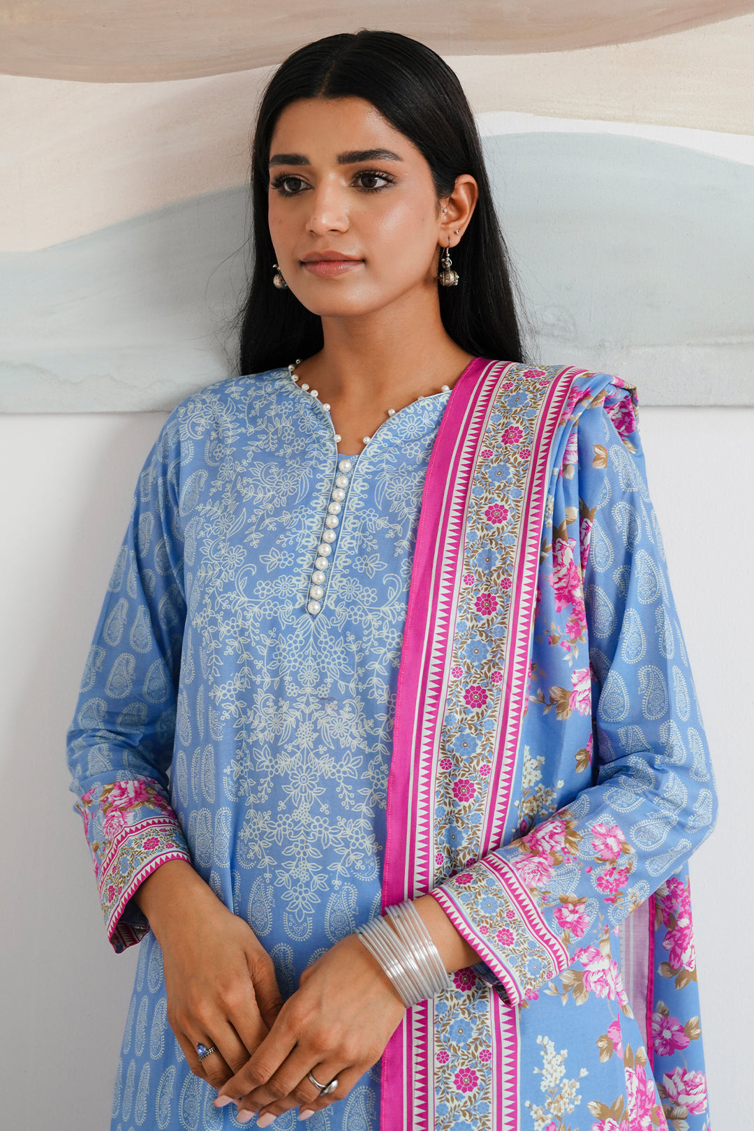 Zellbury | Unstitched 3 Piece Cambric | Shirt Shalwar Dupatta - 0039 -  Zellbury Women Essential Unstitched - Original Designer Dress - House of Maryam