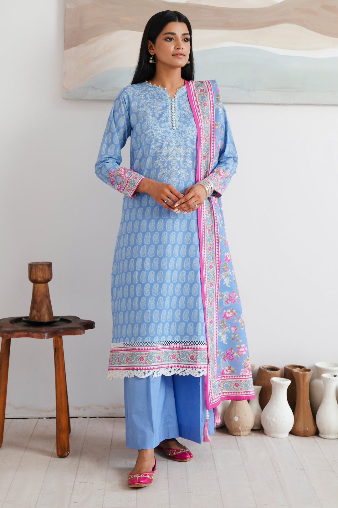 Zellbury | Unstitched 3 Piece Cambric | Shirt Shalwar Dupatta - 0039 -  Zellbury Women Essential Unstitched - Original Designer Dress - House of Maryam