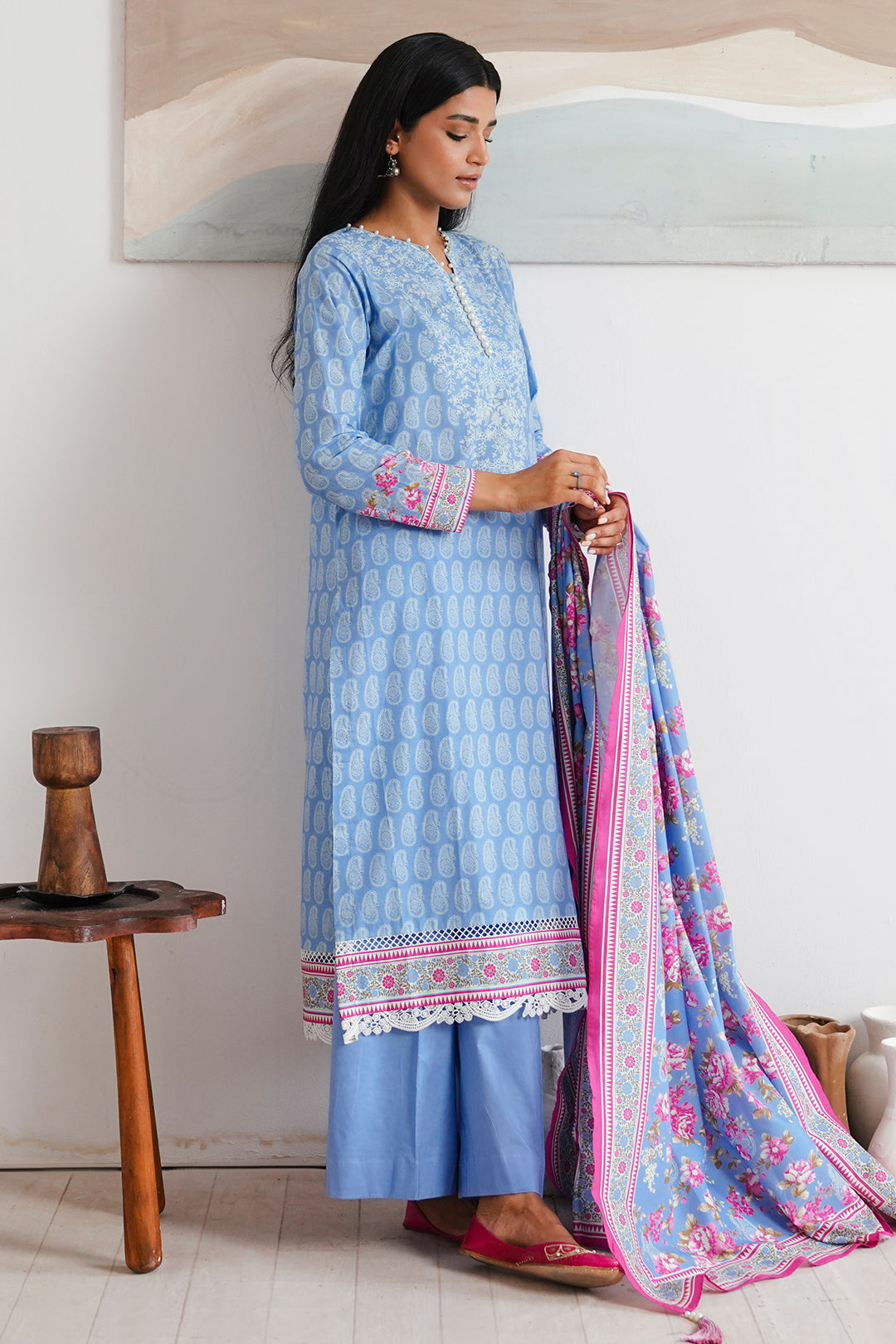 Zellbury | Unstitched 3 Piece Cambric | Shirt Shalwar Dupatta - 0039 -  Zellbury Women Essential Unstitched - Original Designer Dress - House of Maryam