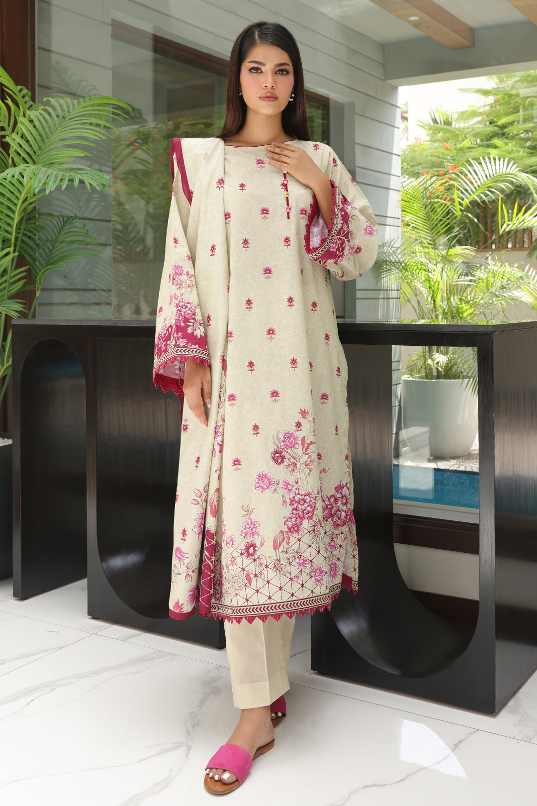 Zellbury | Unstitched 3 Piece Cambric | Shirt Shalwar Dupatta - 0040 -  Zellbury Women Essential Unstitched - Original Designer Dress - House of Maryam
