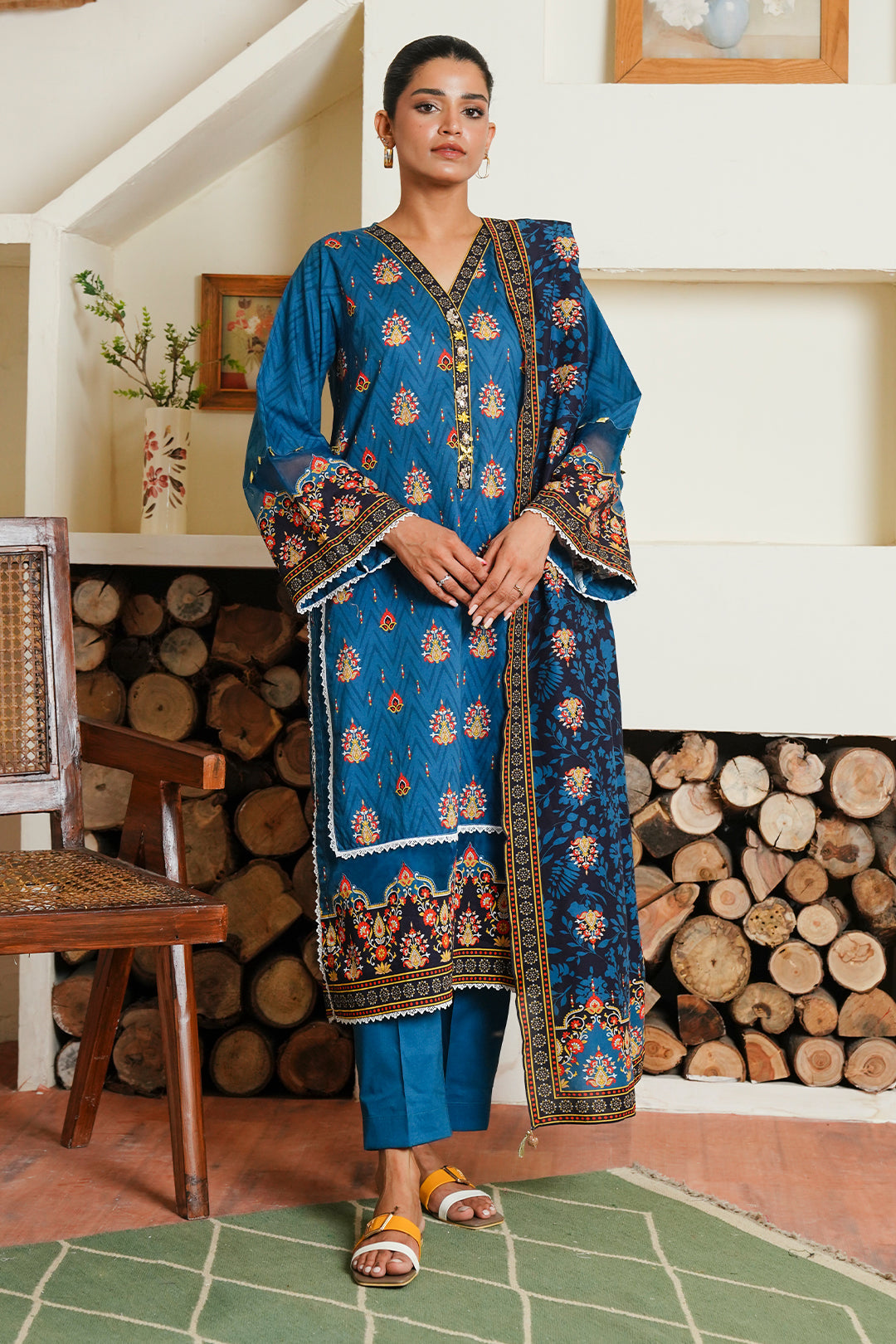 Zellbury | Unstitched 3 Piece Cambric | Shirt Shalwar Dupatta - 0042 -  Zellbury Women Essential Unstitched - Original Designer Dress - House of Maryam