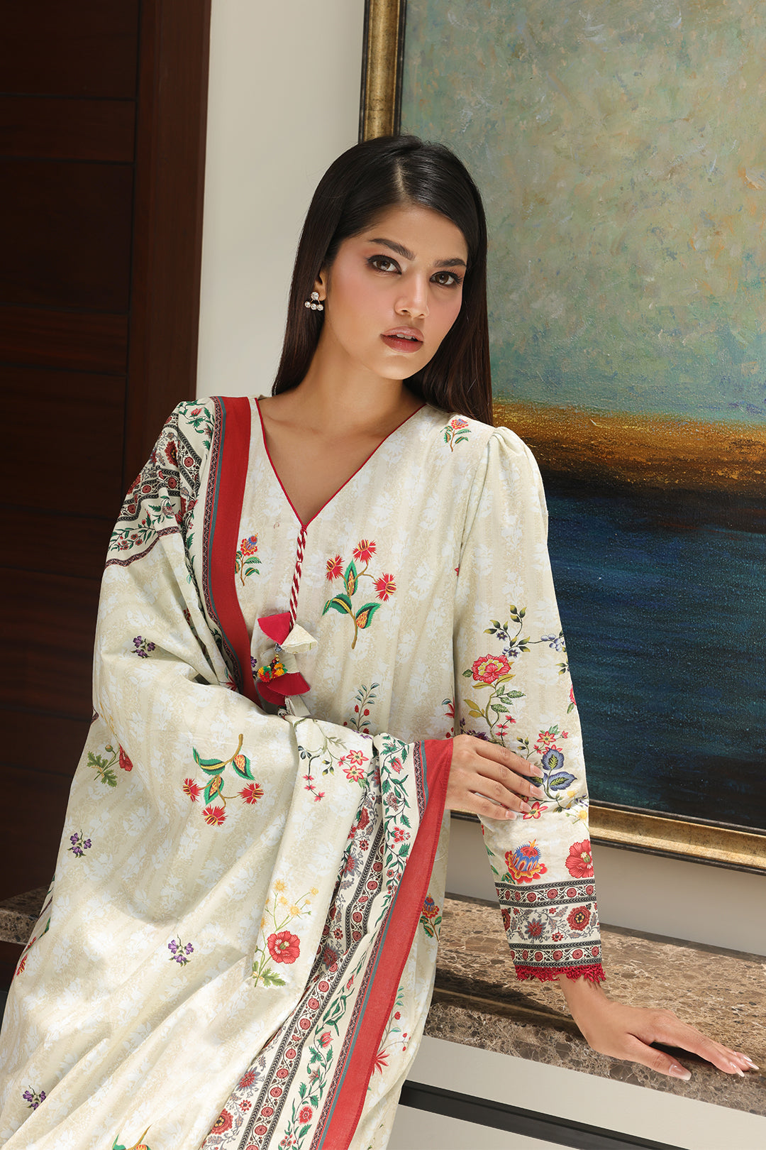 Zellbury | Unstitched 3 Piece Cambric | Shirt Shalwar Dupatta - 0044 -  Zellbury Women Essential Unstitched - Original Designer Dress - House of Maryam