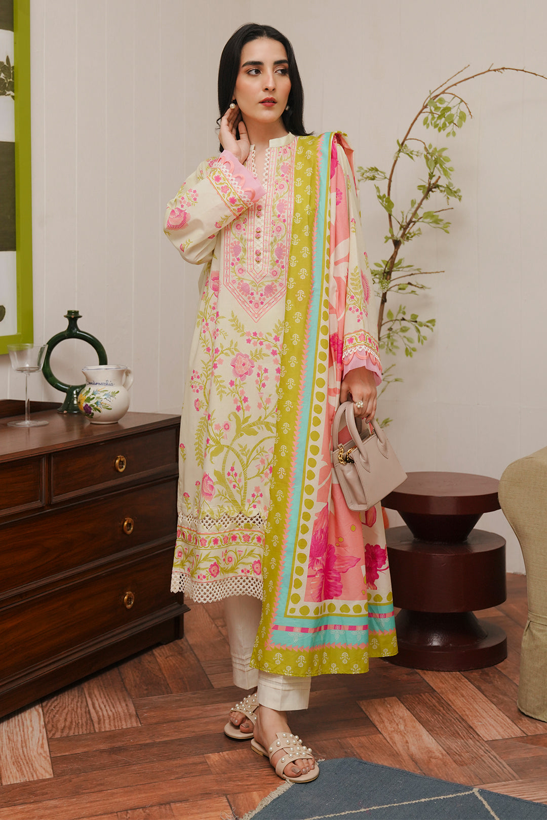 Zellbury | Unstitched 3 Piece Cambric | Shirt Shalwar Dupatta - 0057 -  Zellbury Women Essential Unstitched - Original Designer Dress - House of Maryam