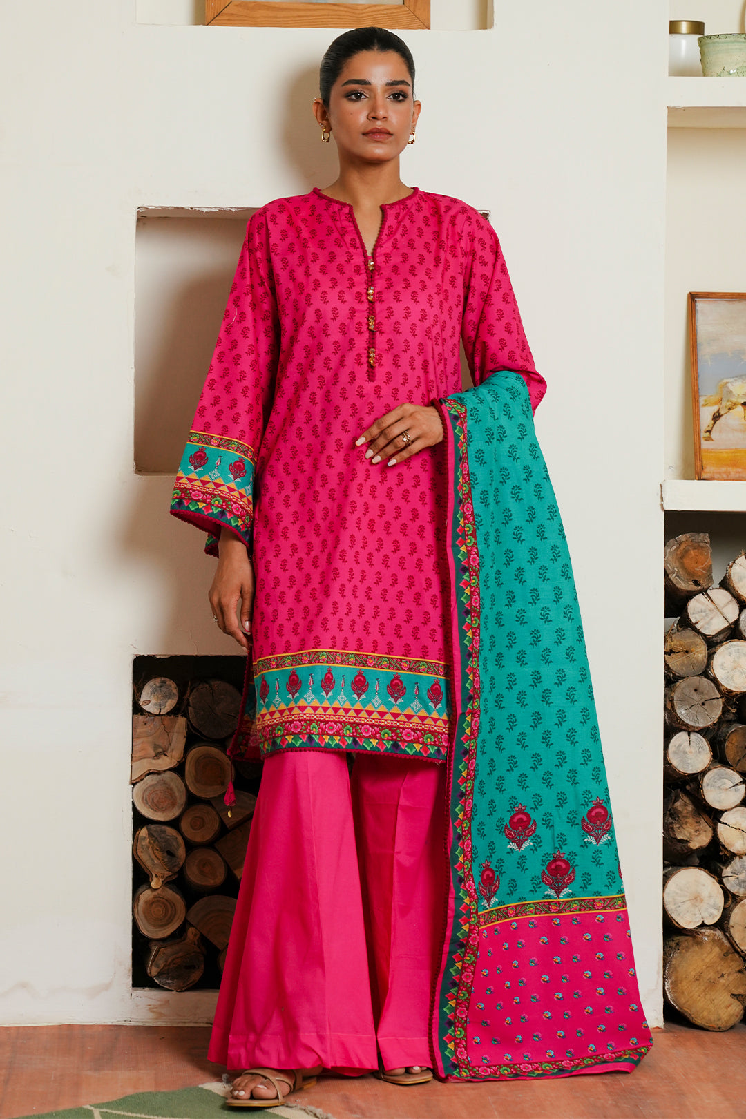Zellbury | Unstitched 3 Piece Cambric | Shirt Shalwar Dupatta - 0123 -  Zellbury Women Essential Unstitched - Original Designer Dress - House of Maryam