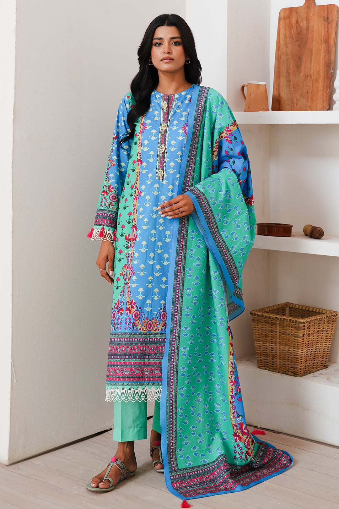 Zellbury | Unstitched 3 Piece Cambric | Shirt Shalwar Dupatta - 0126 -  Zellbury Women Essential Unstitched - Original Designer Dress - House of Maryam