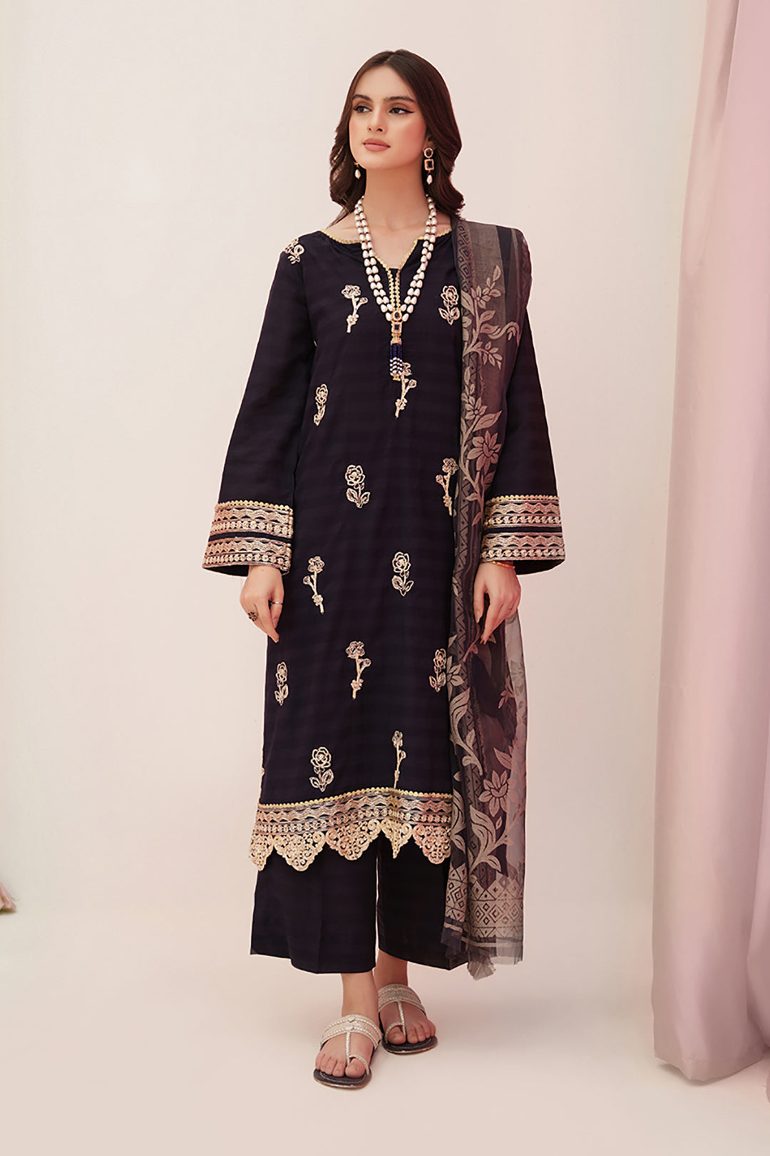 Zellbury | Unstitched 3 Piece Lawn | Embroidered Shirt Shalwar Dupatta - 0355 -  Zellbury Women Luxury Unstitch - Original Designer Dress - House of Maryam