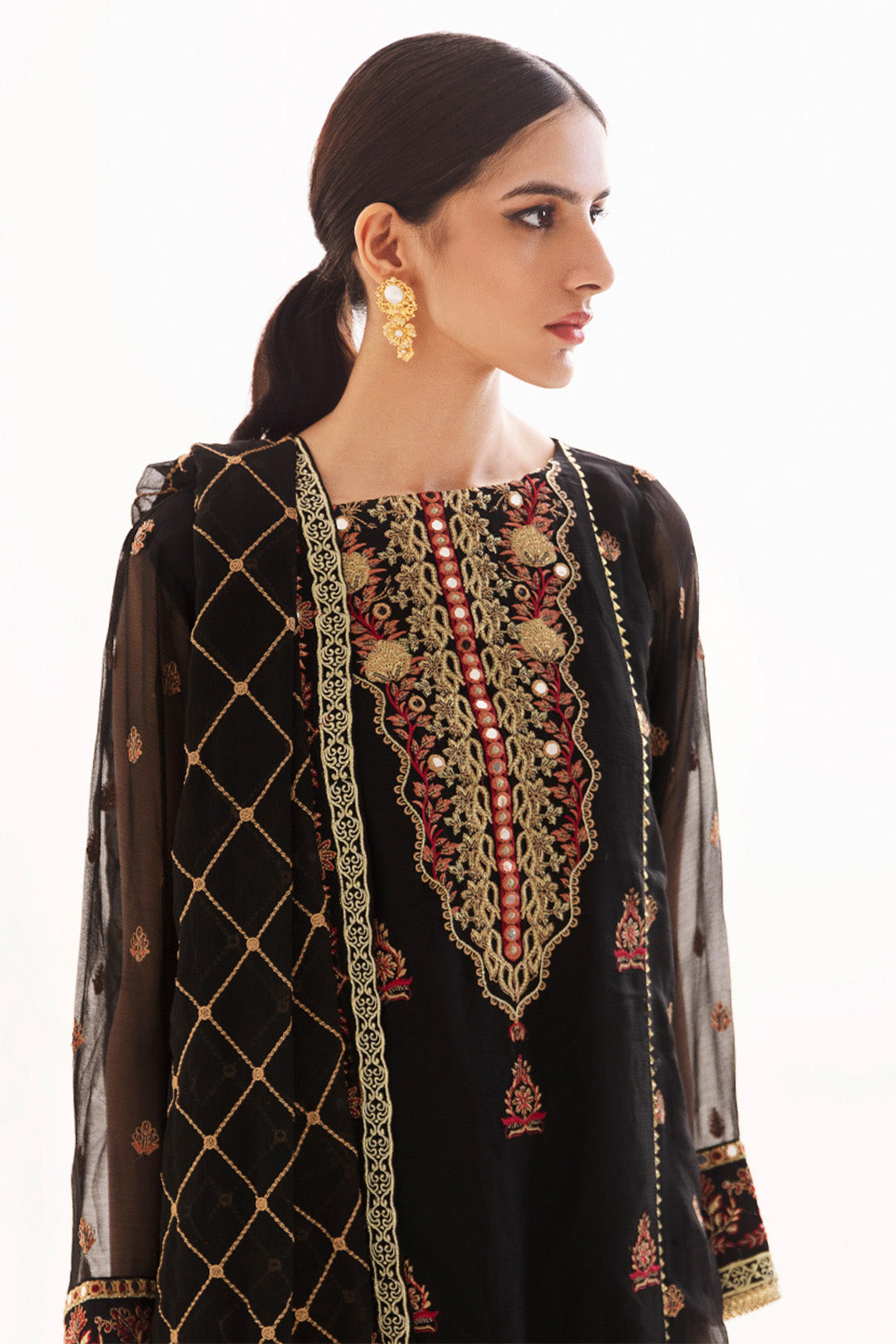Zellbury | Unstitched 3 Piece Chiffon | Embroidered Shirt Shalwar Dupatta - 0293 -  Zellbury Women Luxury Unstitch - Original Designer Dress - House of Maryam