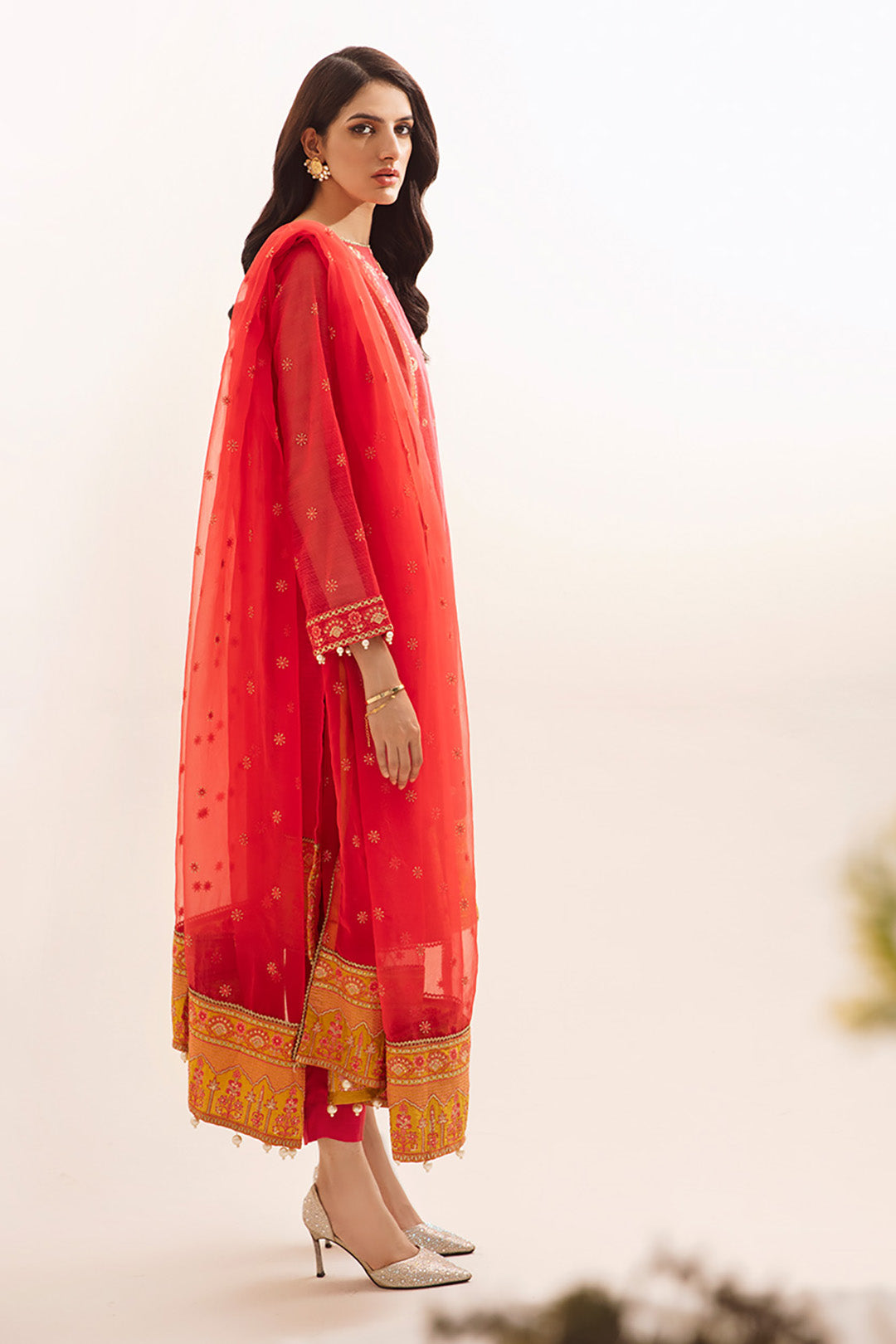 Zellbury | Unstitched 3 Piece Organza | Embroidered Shirt Shalwar Dupatta - 0303 -  Zellbury Women Luxury Unstitch - Original Designer Dress - House of Maryam