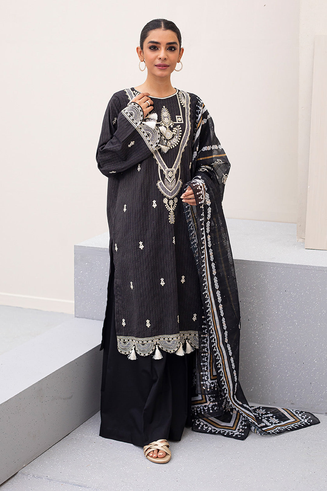 Zellbury | Unstitched 3 Piece Lawn | Embroidered Shirt Shalwar Dupatta - 0190 -  Zellbury Women Signature Unstitched - Original Designer Dress - House of Maryam