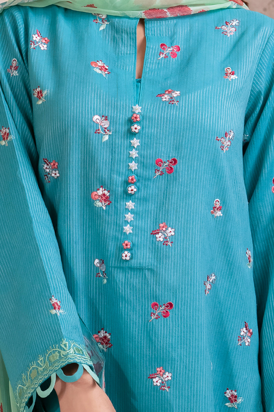 Zellbury | Unstitched 3 Piece Blue | Embroidered Shirt Shalwar Dupatta - 1115 -  Zellbury Women Essential Unstitched - Original Designer Dress - House of Maryam