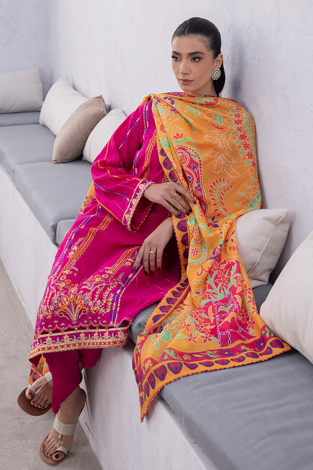 Zellbury | Unstitched 3 Piece Lawn | Embroidered Shirt Shalwar Dupatta - 1125 -  Zellbury Women Signature Unstitched - Original Designer Dress - House of Maryam