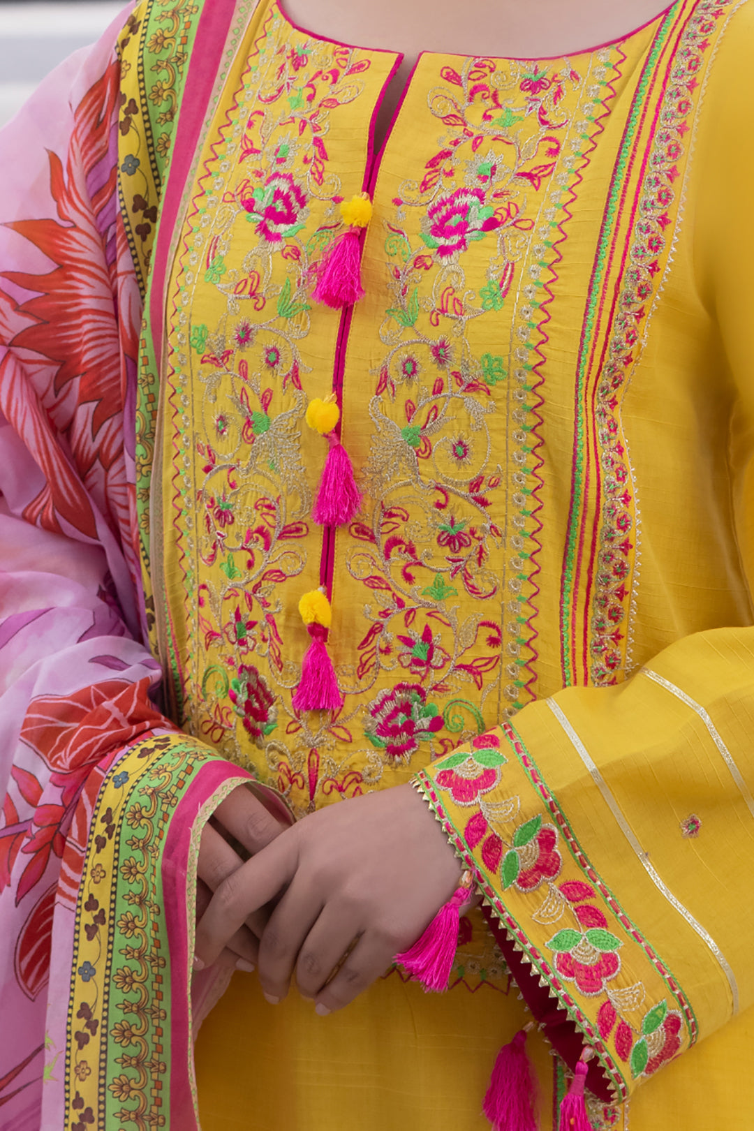 Zellbury | Unstitched 3 Piece Yellow | Embroidered Shirt Shalwar Dupatta - 1126 -  Zellbury Women Signature Unstitched - Original Designer Dress - House of Maryam